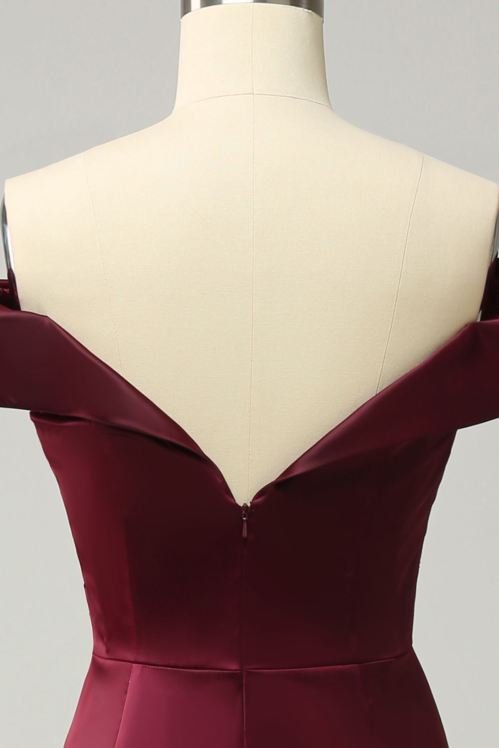 Burgundy Off-The-Shoulder Sheath Long Bridesmaid Dress