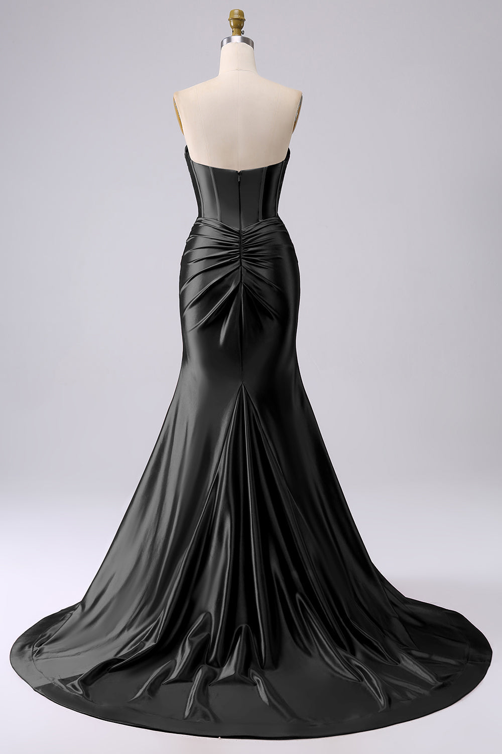 Robe de bal longue corsetée cœur sirène fuchsia pailletée avec fente