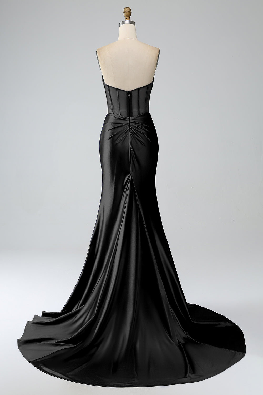 Robe de bal longue bustier sirène bleu roi avec fente
