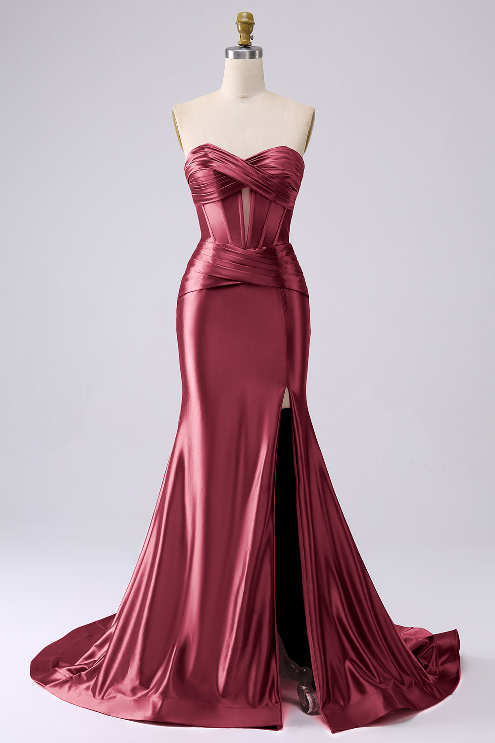 Sparkly Lilac Mermaid Sweetheart Corset Long Prom Dress with Slit