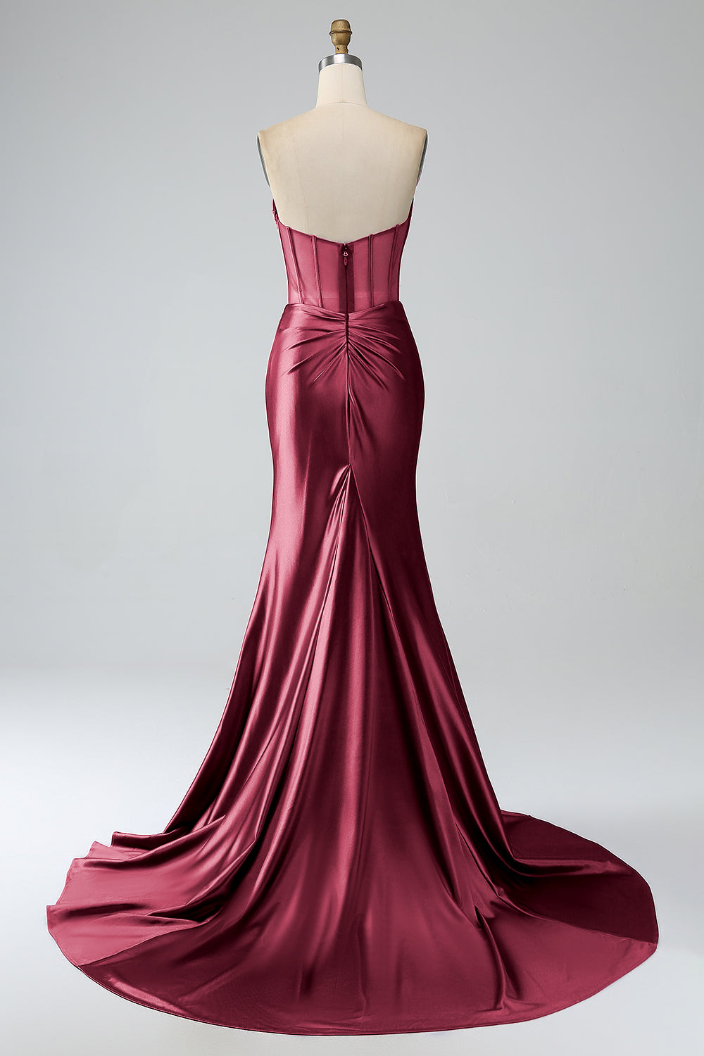 Robe de bal longue bustier sirène bleu roi avec fente