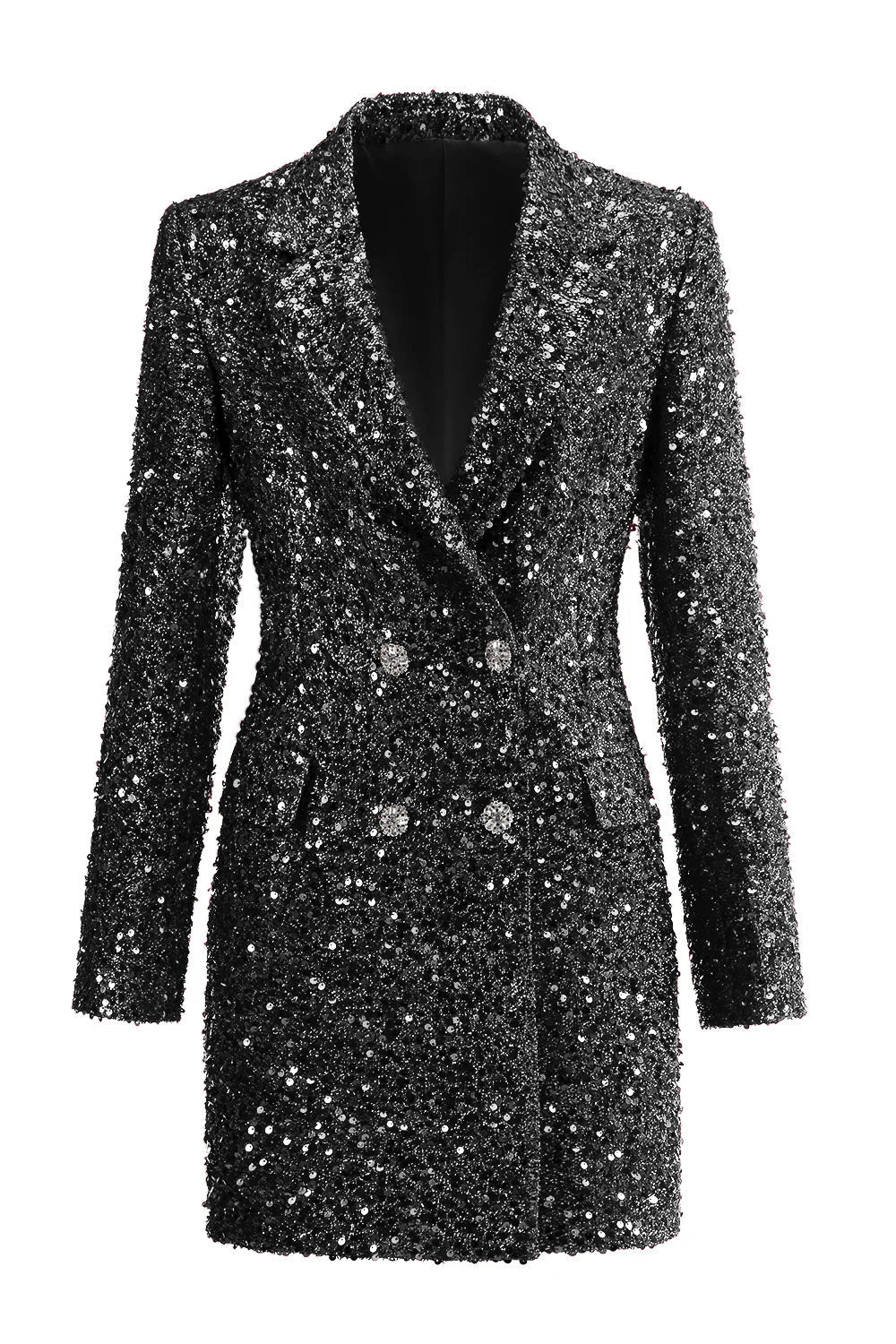 Blazer long à encoche étincelant fuchsia pour femme