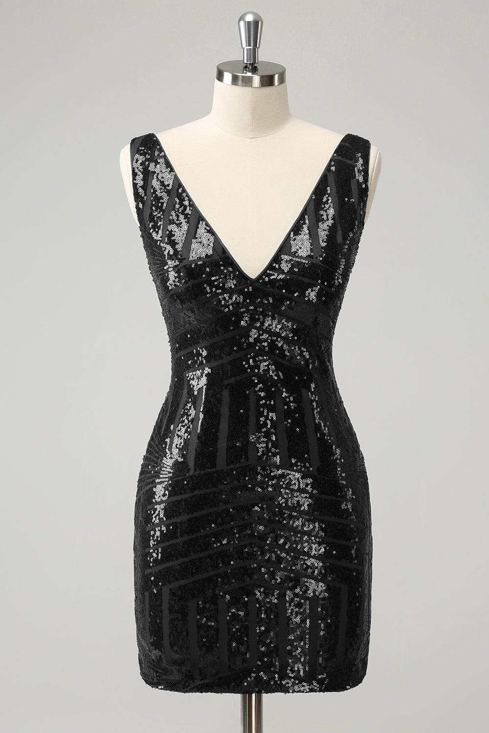Glitter Dark Green V Neck Sequin Homecoming Dress with Detachable Ruffles