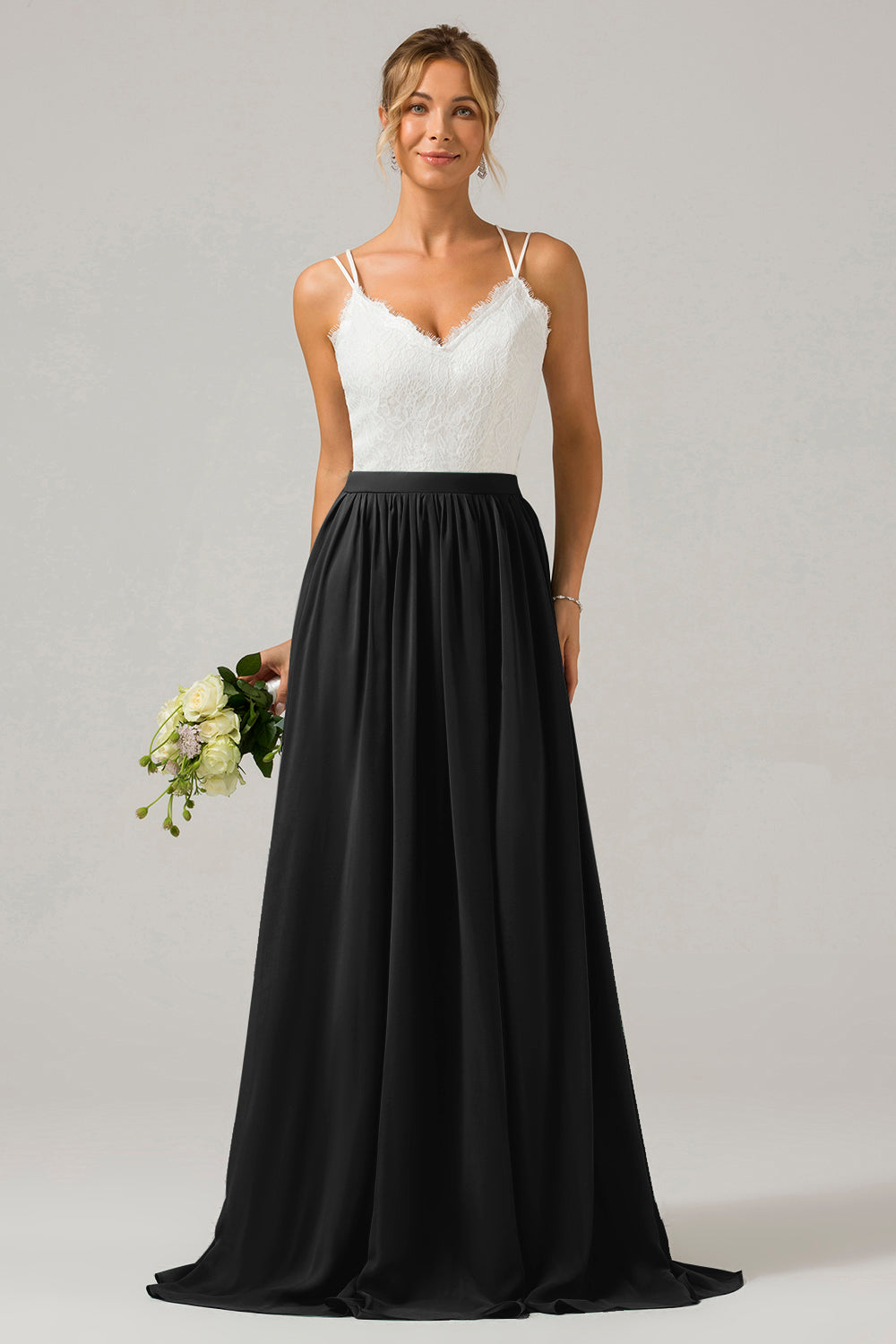 Robe longue de demoiselle d'honneur en mousseline de soie à dos ouvert, style bohème, couleur eucalyptus, avec dentelle