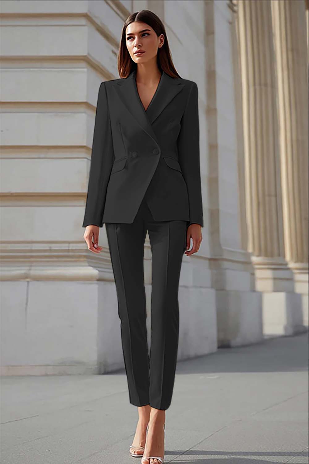 Ivory Peak Lapel 2 Piece Business Suits with Sleeves