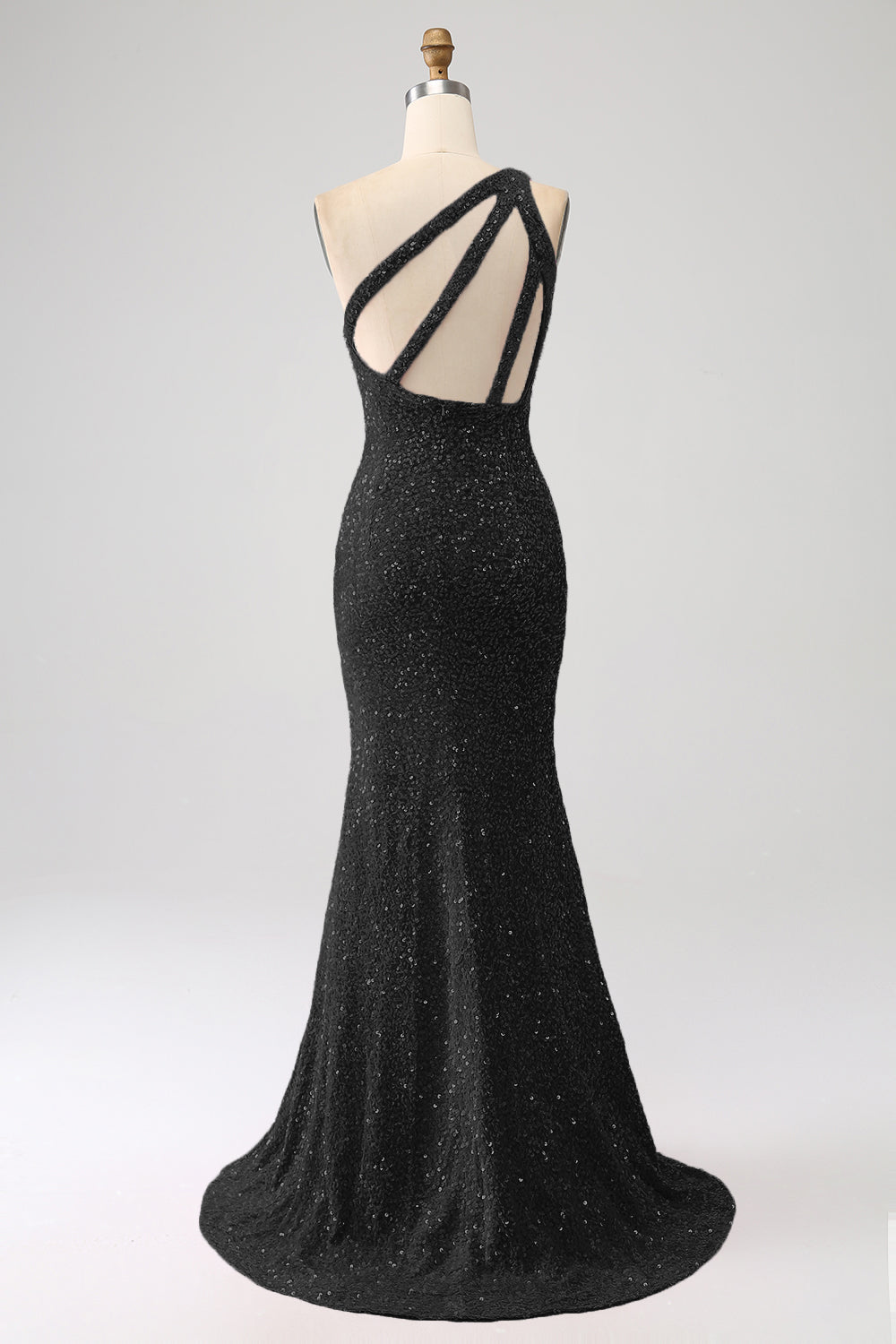 Robe longue de bal sirène scintillante asymétrique en sequins fuchsia avec fente