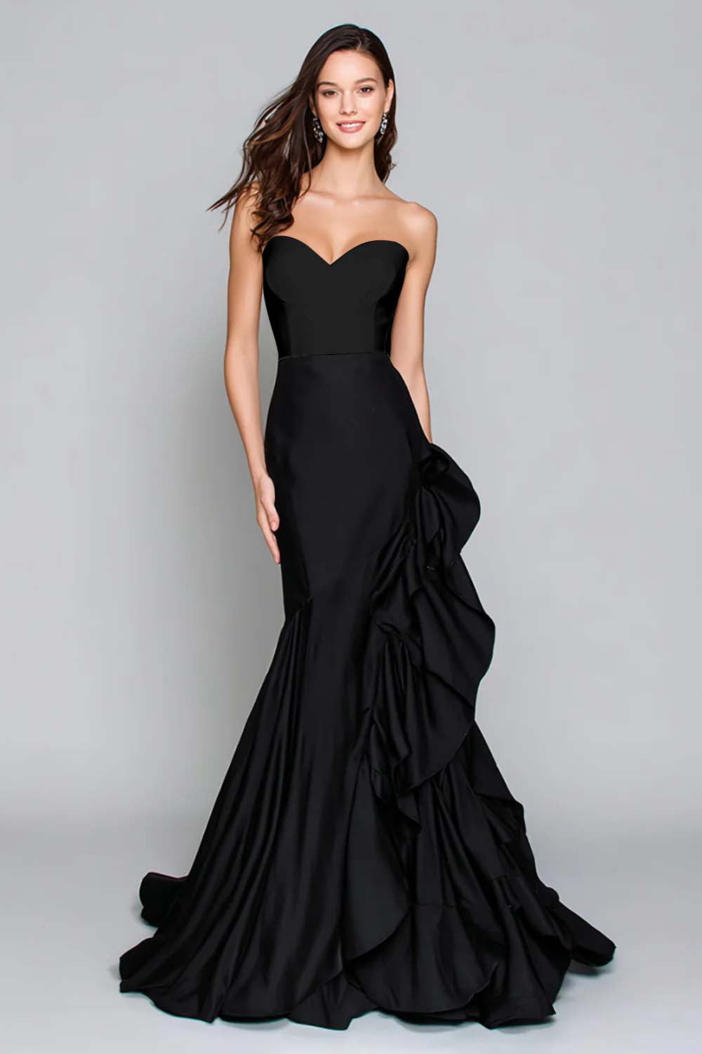 Black and White Mermaid Sweetheart Formal Dress with Ruffles