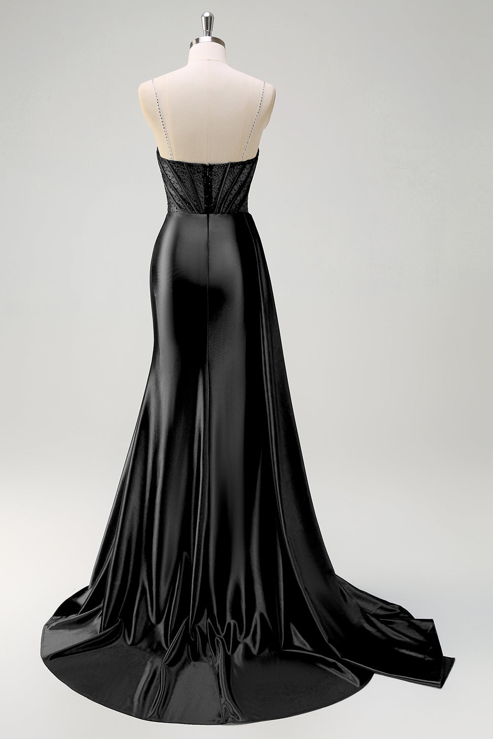 Vestido de Baile Sirena Escote en V con Corset, Entrenador Watteau, Bordado y Abertura