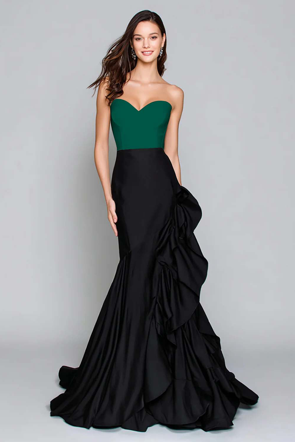 Black and White Mermaid Sweetheart Formal Dress with Ruffles