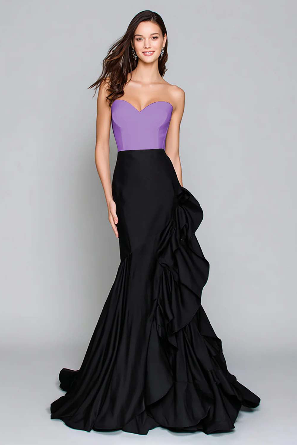 Black and White Mermaid Sweetheart Formal Dress with Ruffles