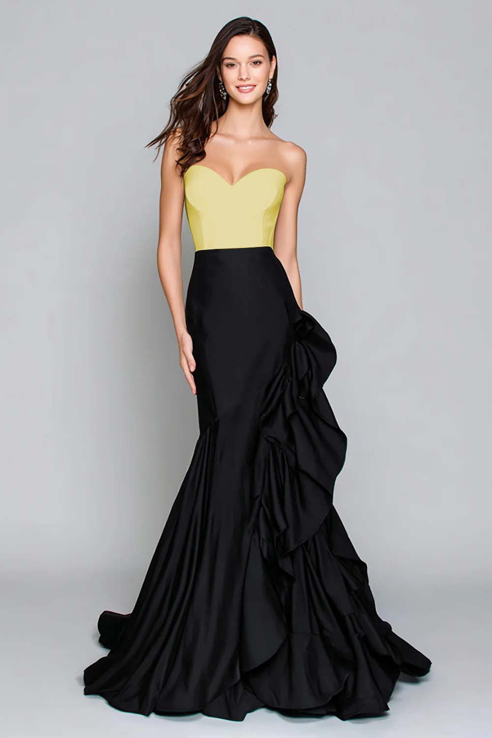 Black and White Mermaid Sweetheart Formal Dress with Ruffles