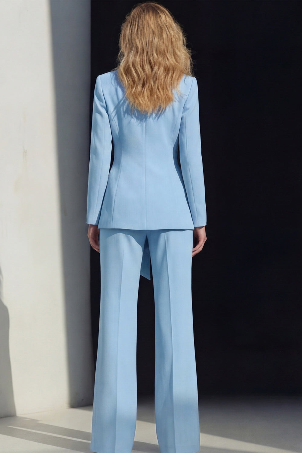 Ensemble de costume de travail 2 pièces rose pour femmes avec revers à encoche et ceinture