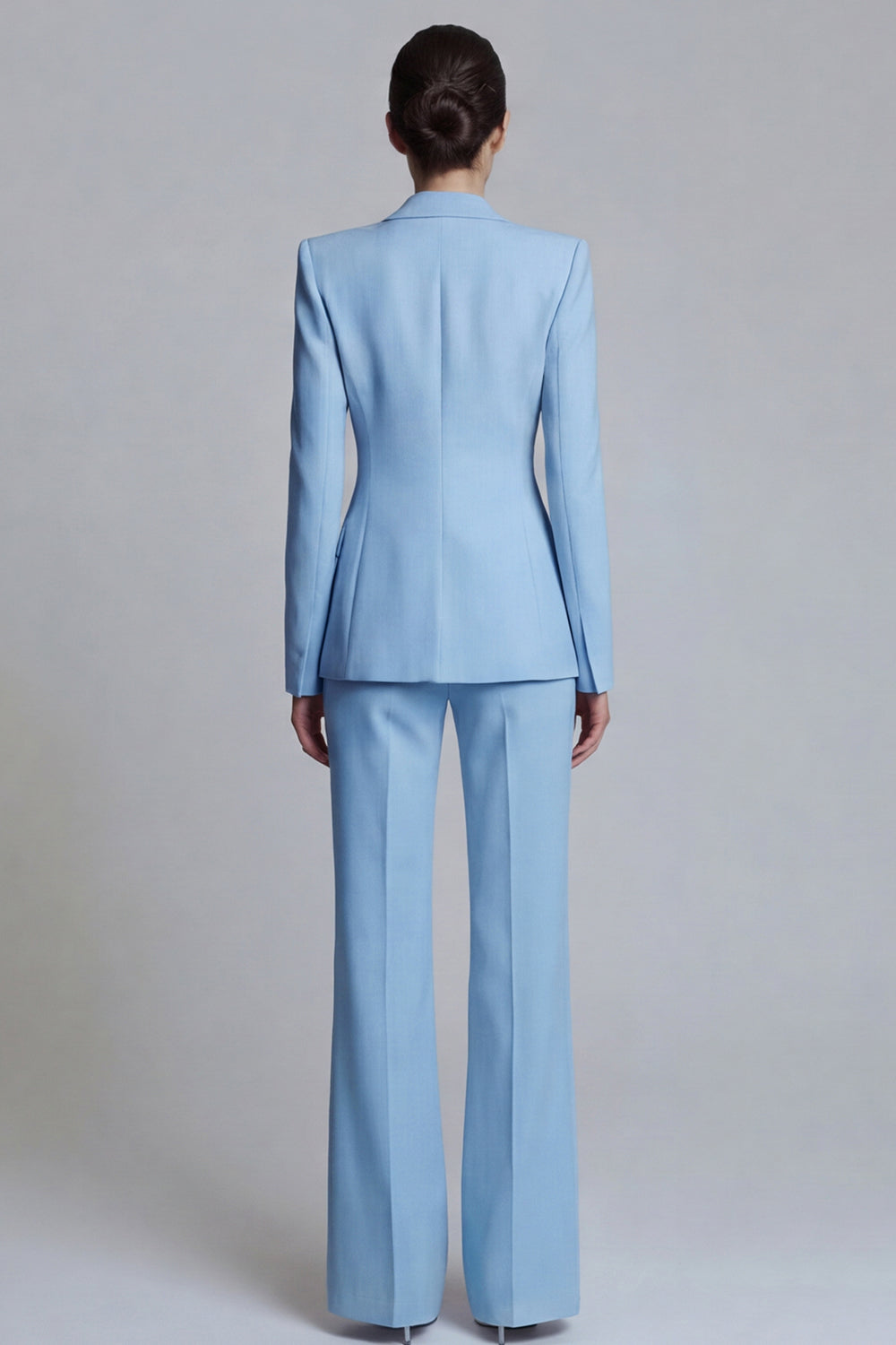 Costume de travail 2 pièces rose à revers pointus et un bouton pour femme