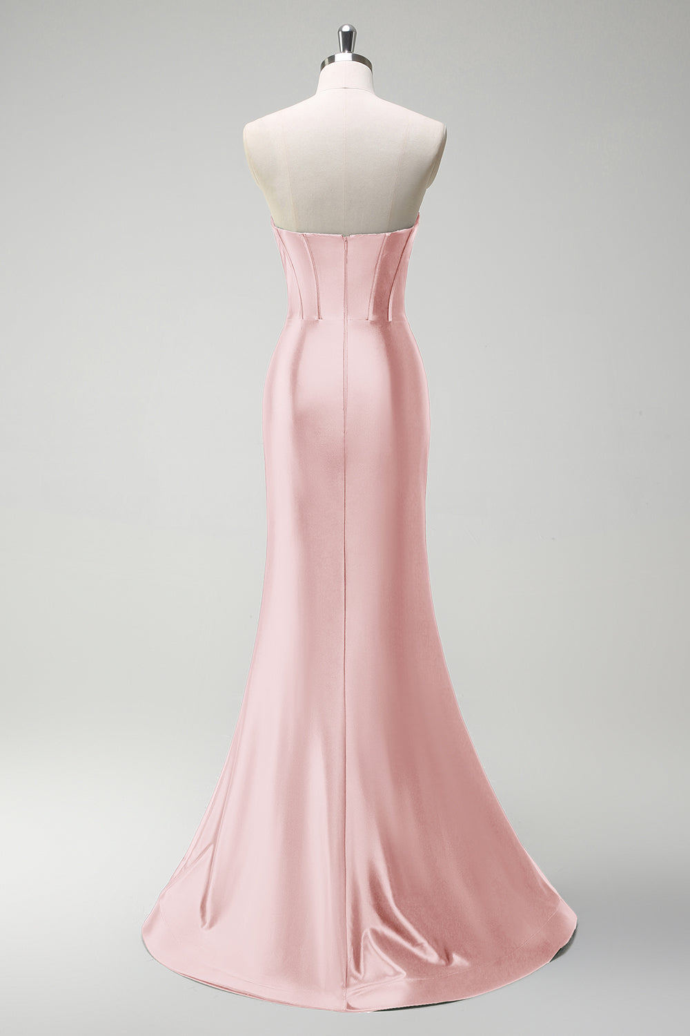 Robe de bal longue en satin bleu roi scintillant avec bustier orné de perles de sirène et fente