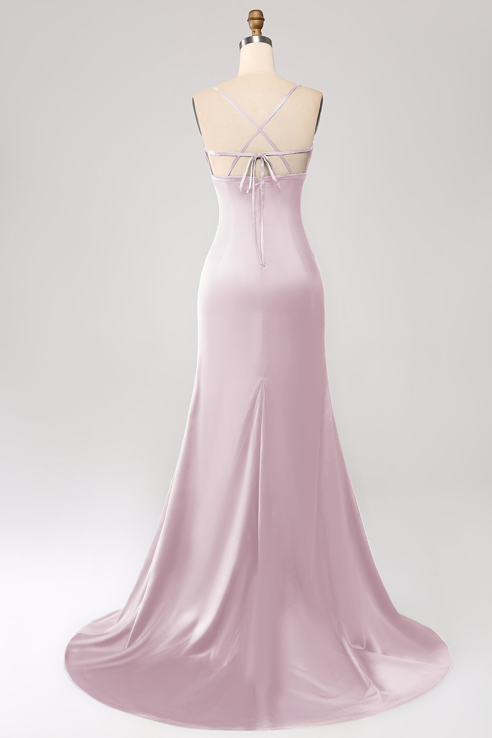 Dark Green Mermaid Spaghetti Straps Satin Prom Dress