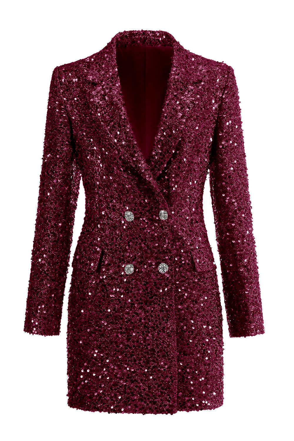 Blazer long à encoche étincelant fuchsia pour femme