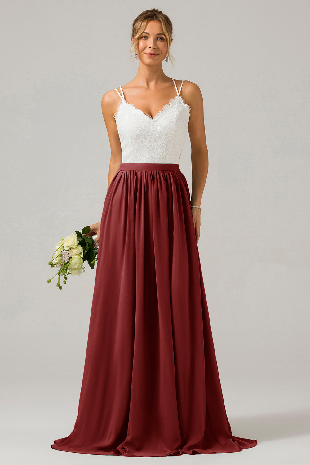 Robe longue de demoiselle d'honneur en mousseline de soie à dos ouvert, style bohème, couleur eucalyptus, avec dentelle