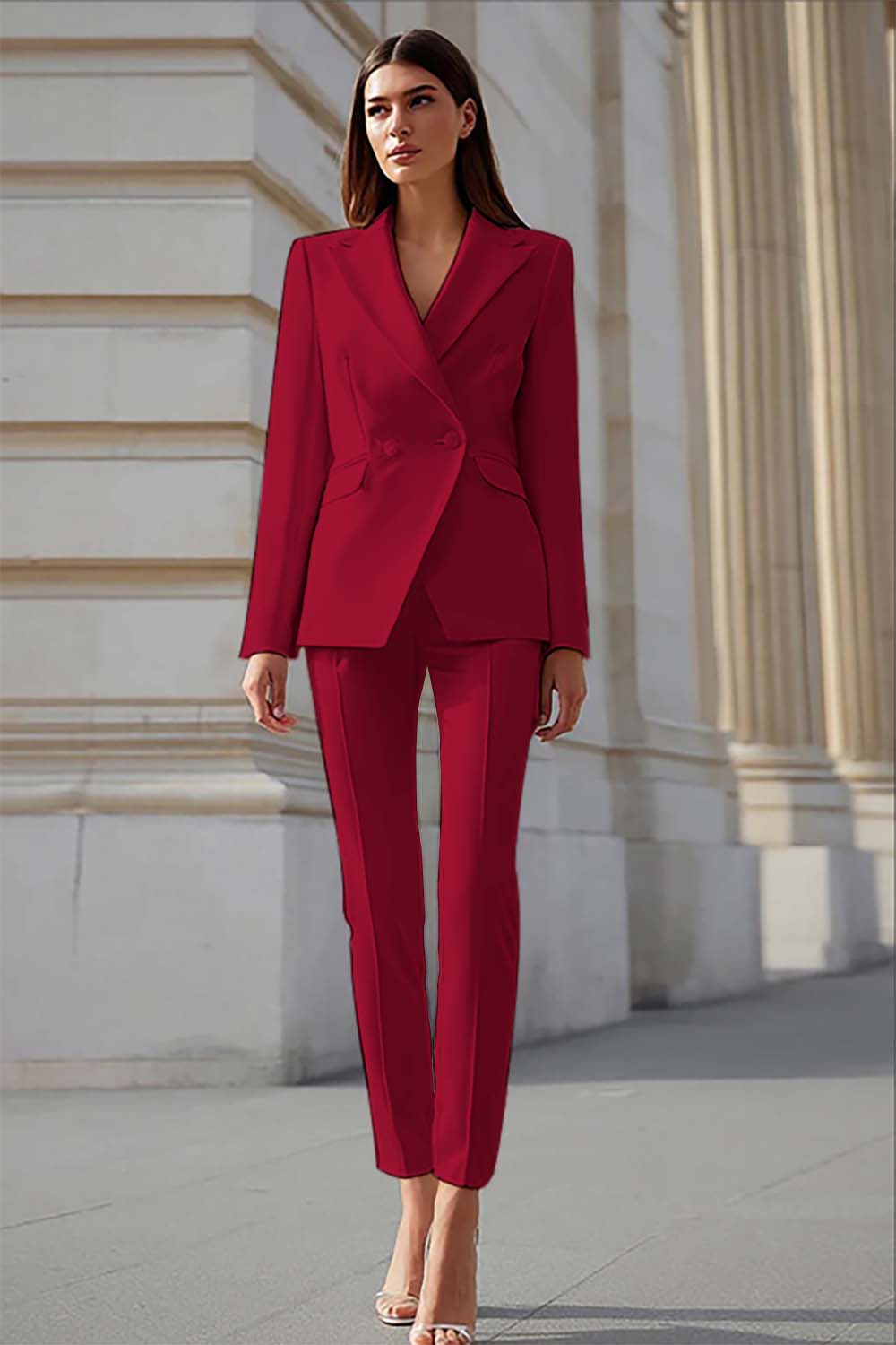 Ivory Peak Lapel 2 Piece Business Suits with Sleeves