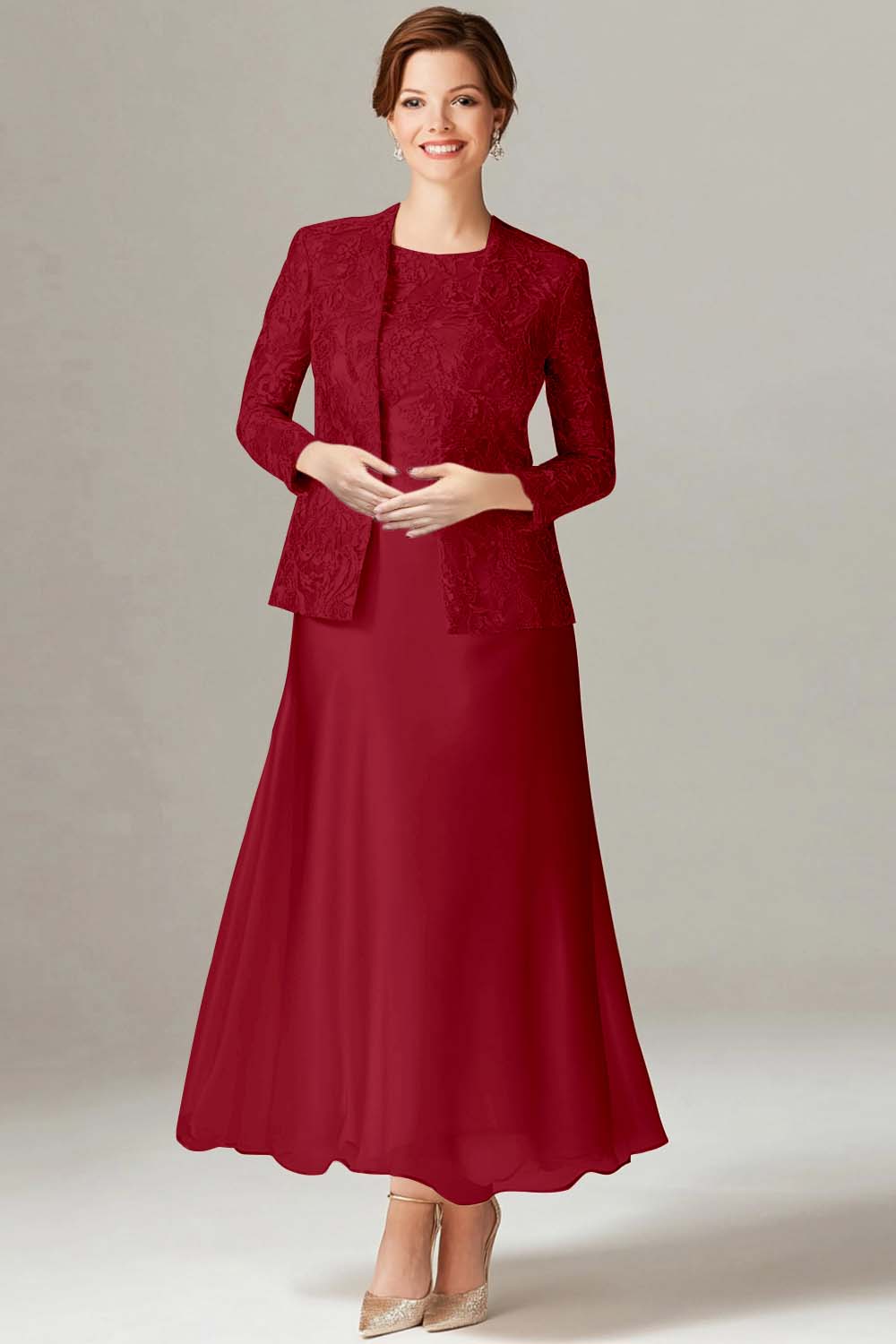 Robe de mariée A-Line 2 pièces en satin couleur champagne