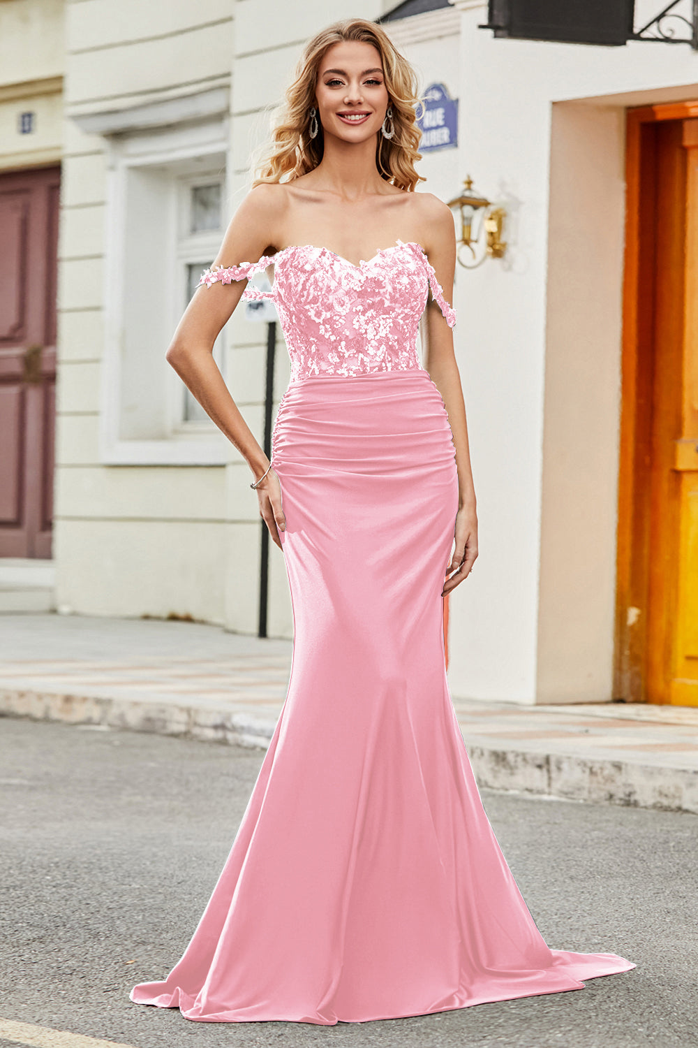 Robe de bal longue sirène vert foncé à épaules dénudées