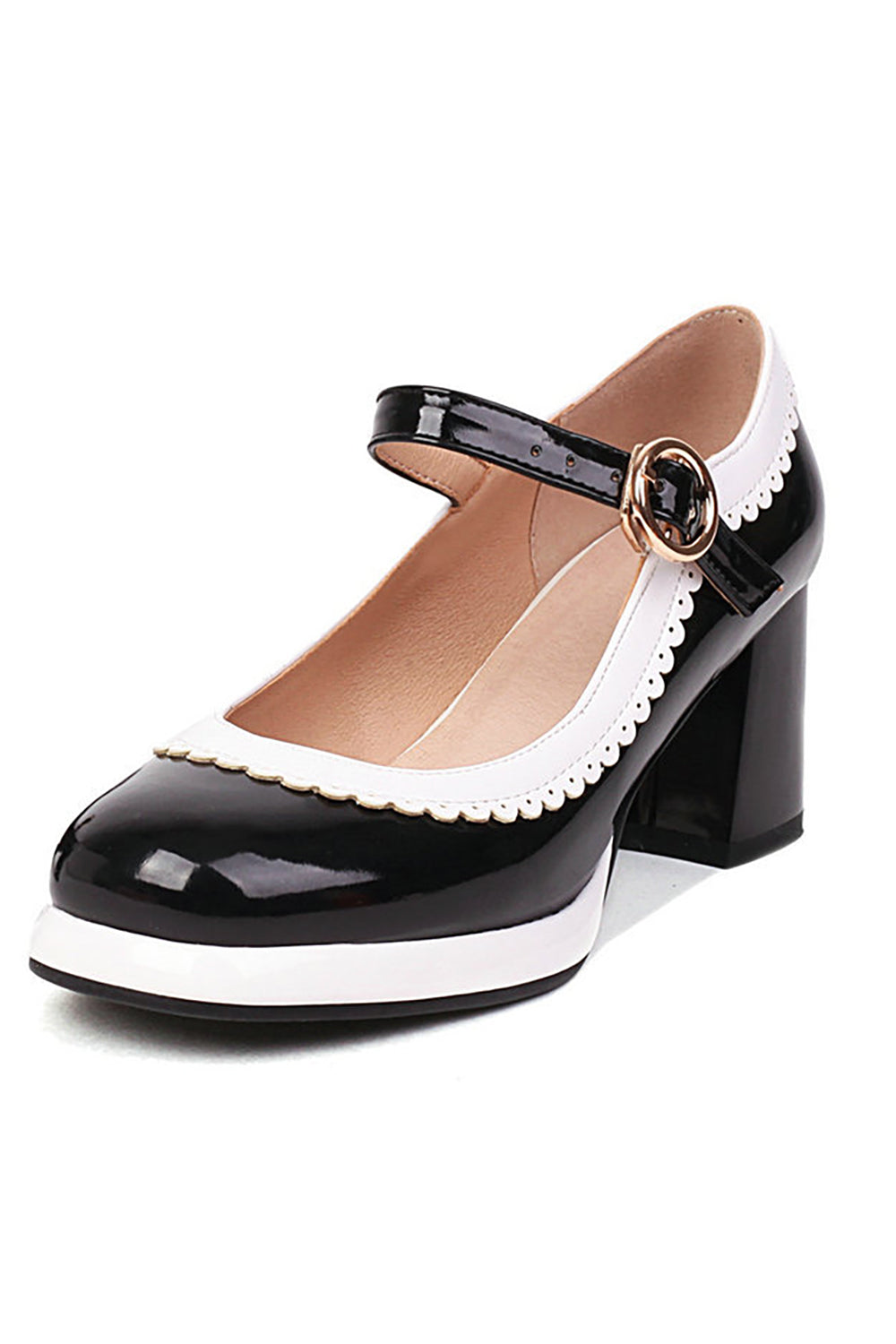 Chaussures noires à bout rond avec bride ajustable