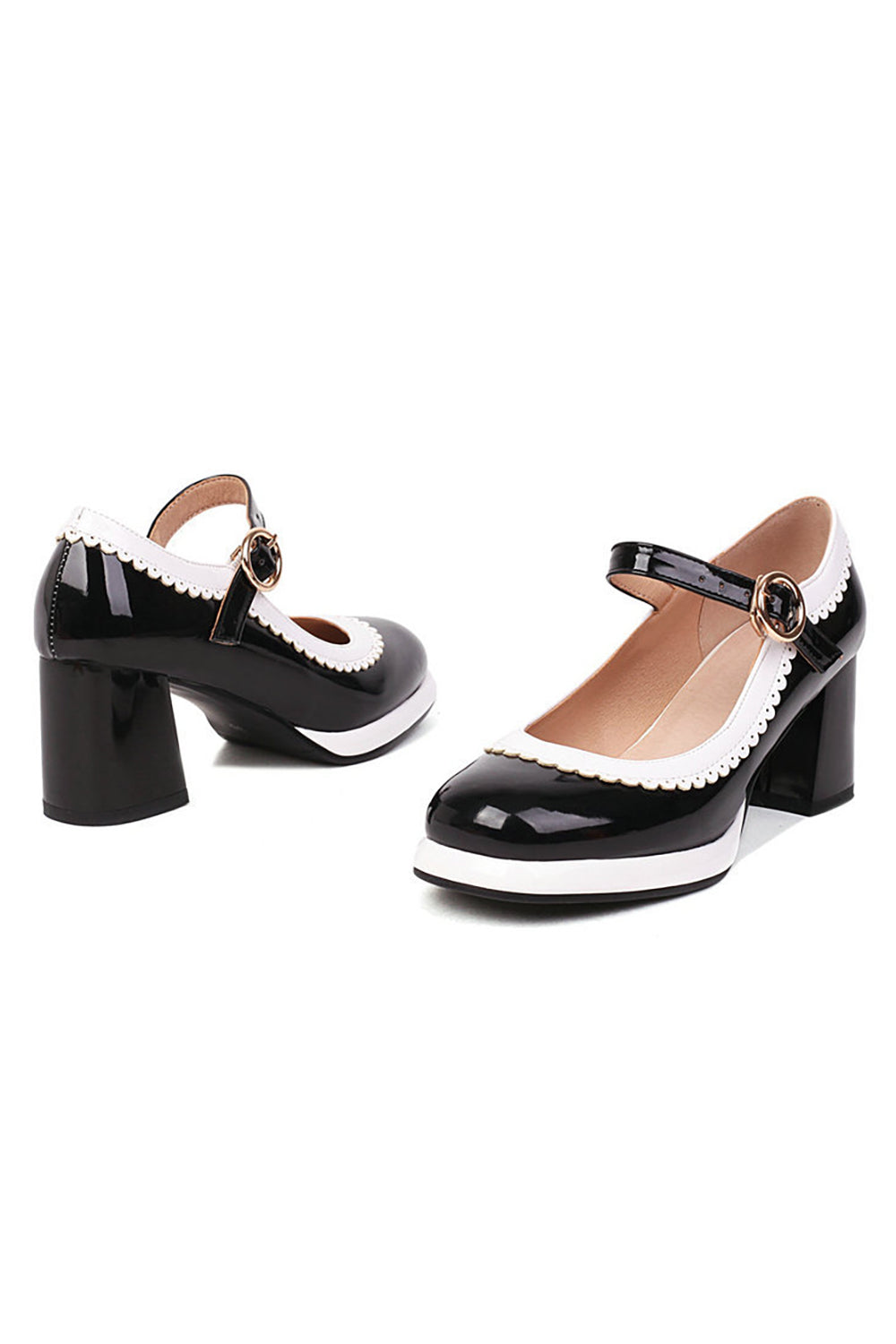 Chaussures noires à bout rond avec bride ajustable
