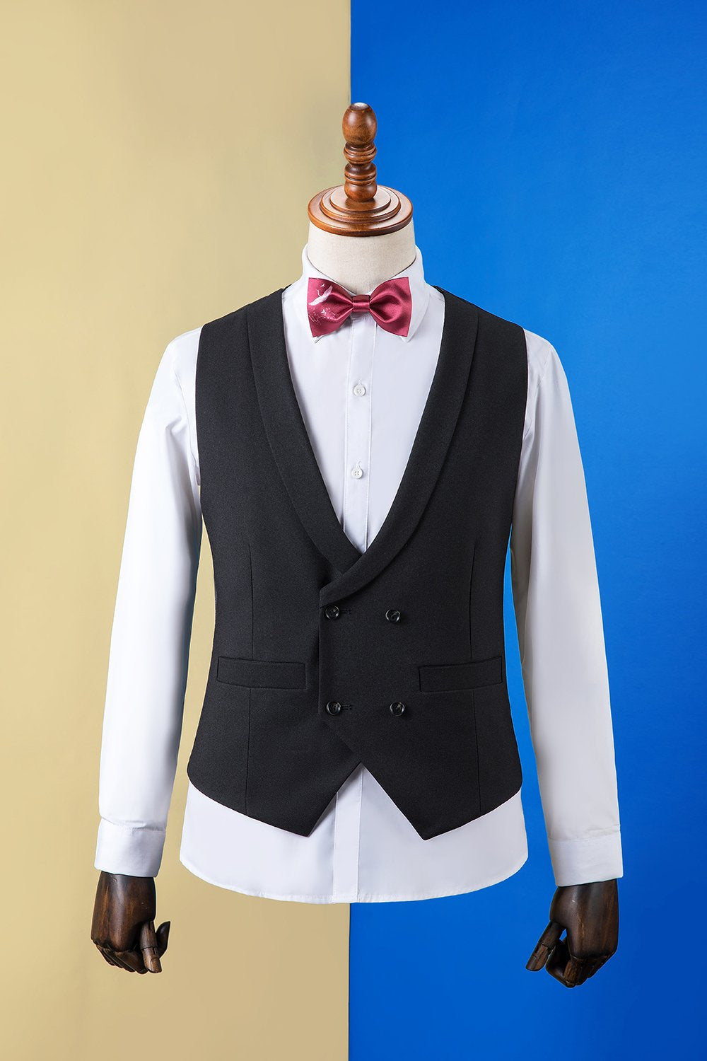 Costume de smoking 3 pièces noir pour homme à revers crantés