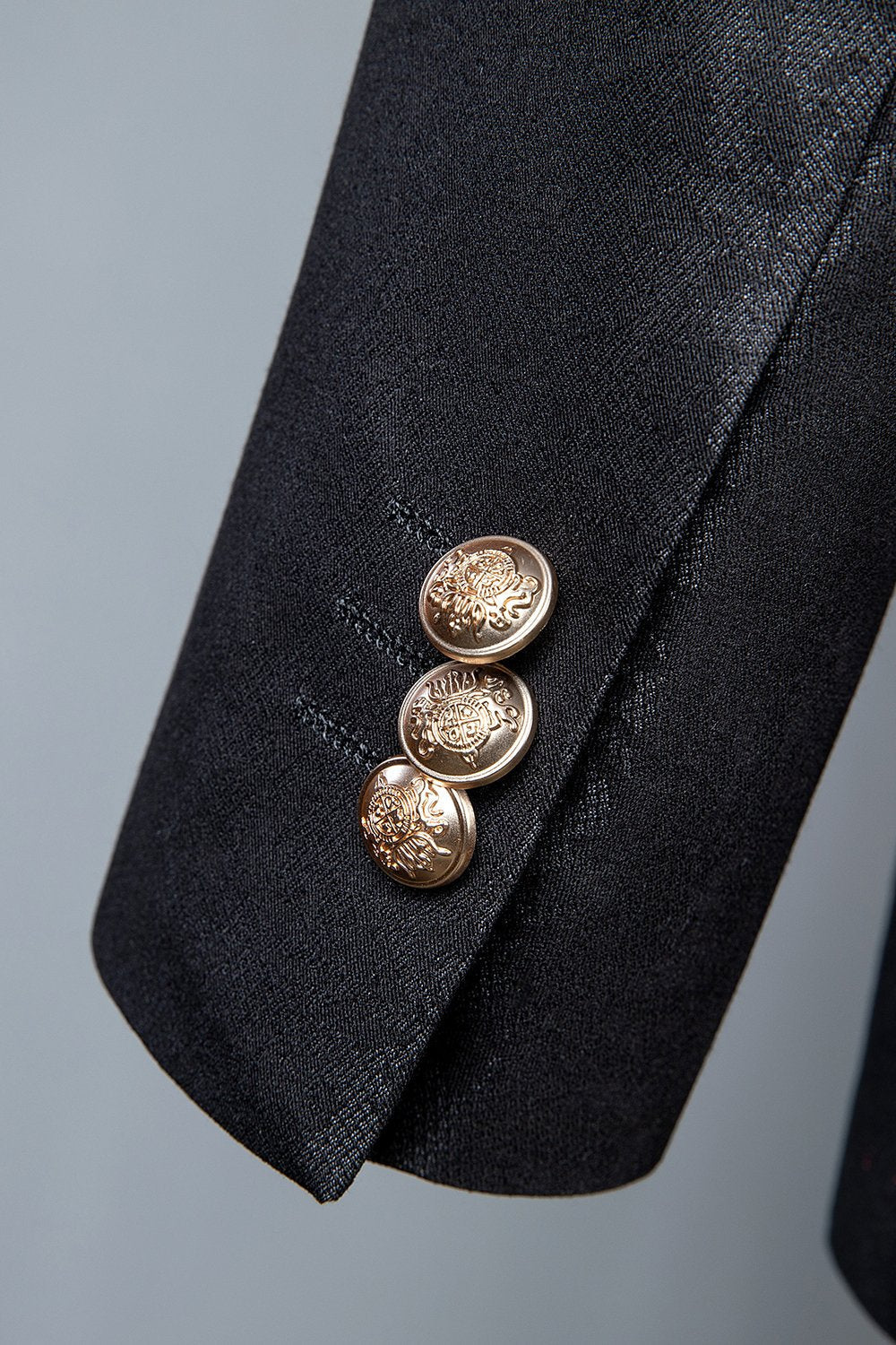 Costume 3 pièces croisé jacquard noir pour homme