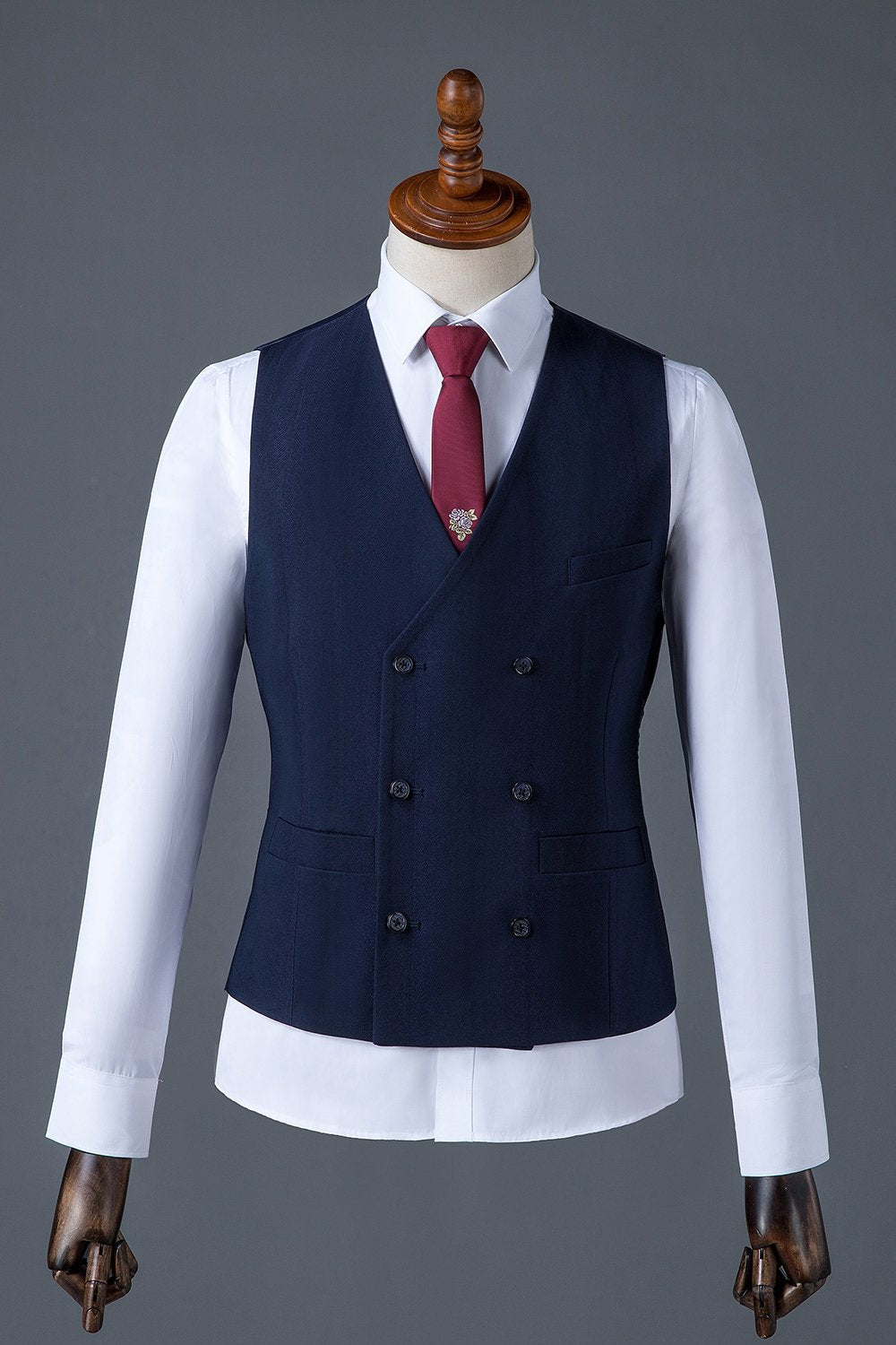 Costume homme 3 pièces marine à revers crantés