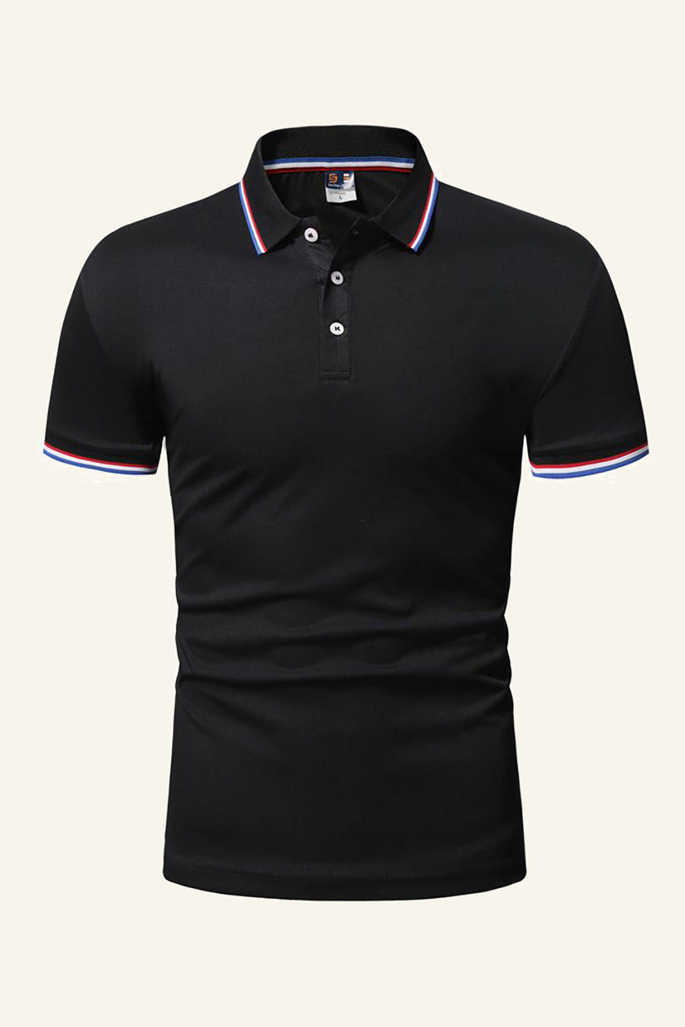 Polo décontracté en coton noir à manches courtes pour homme