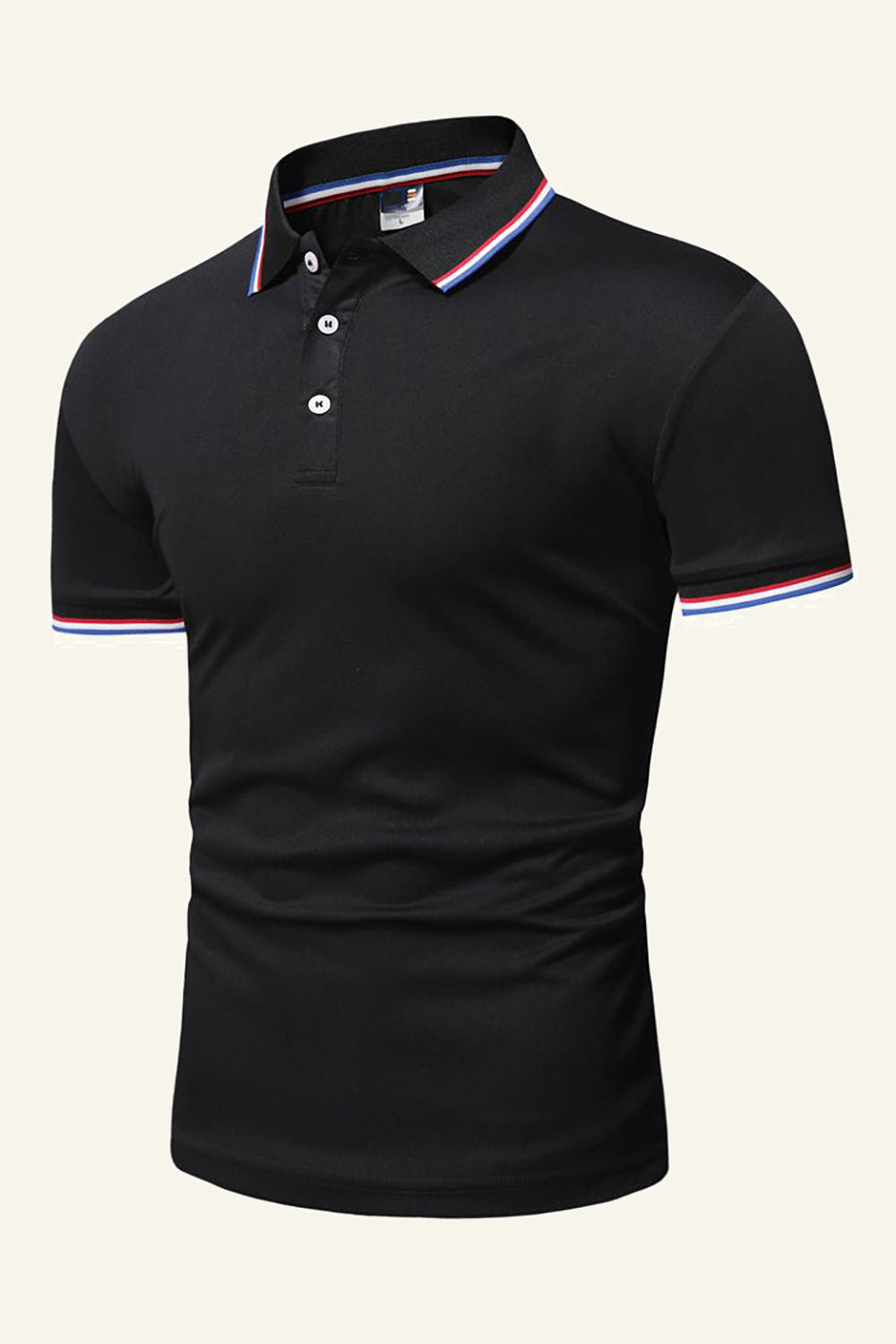 Polo décontracté en coton noir à manches courtes pour homme