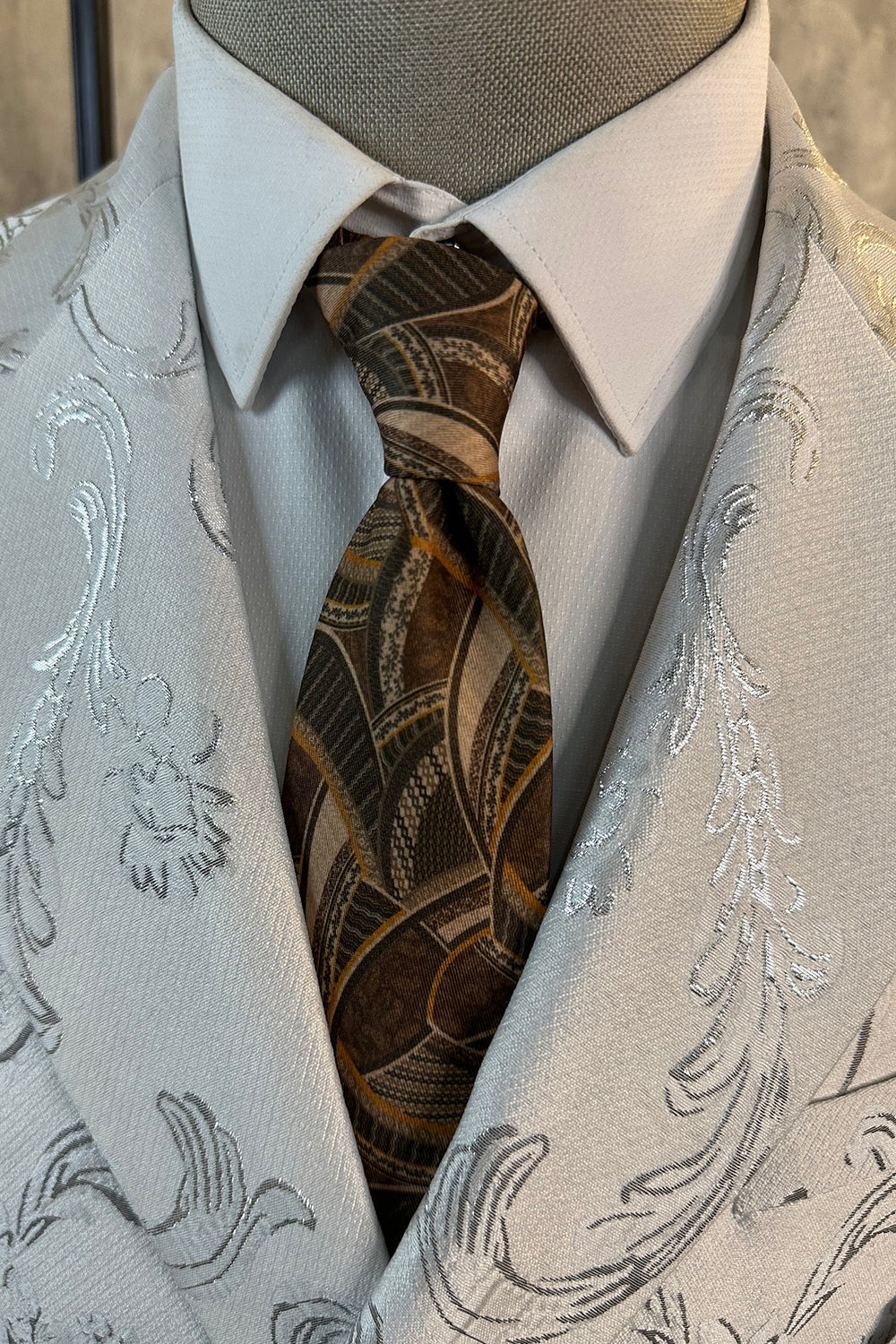 Costumes 2 Pièces Jacquard à Revers Pointus Blanc pour Hommes