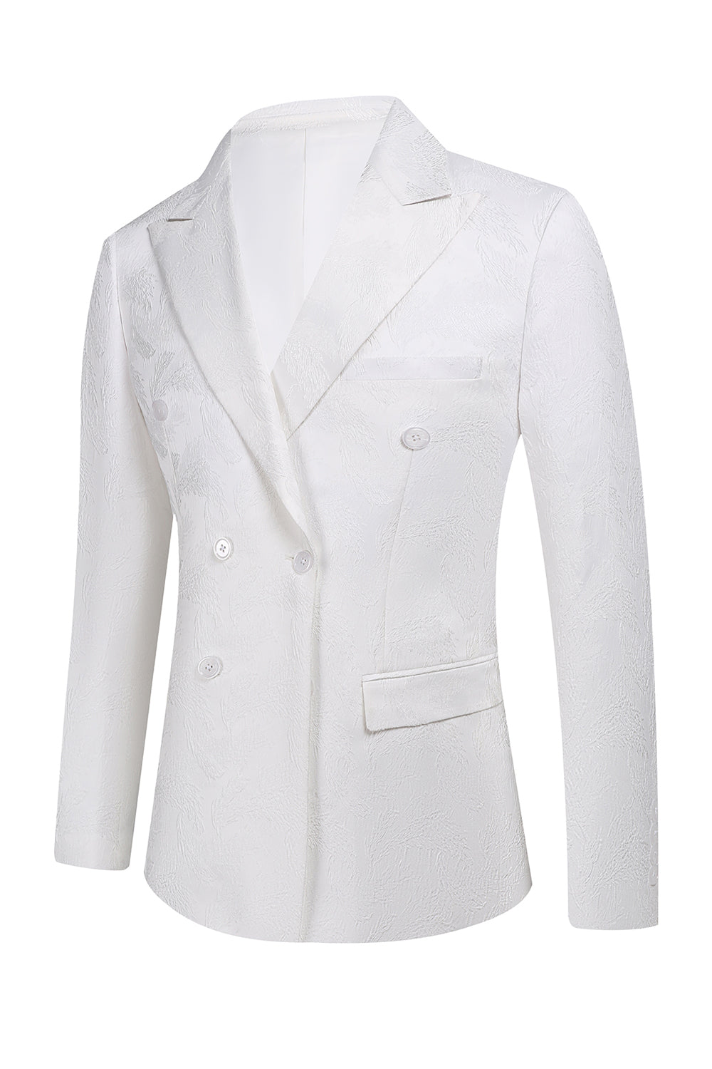 Costumes blancs jacquard à double boutonnage pour homme, 2 pièces
