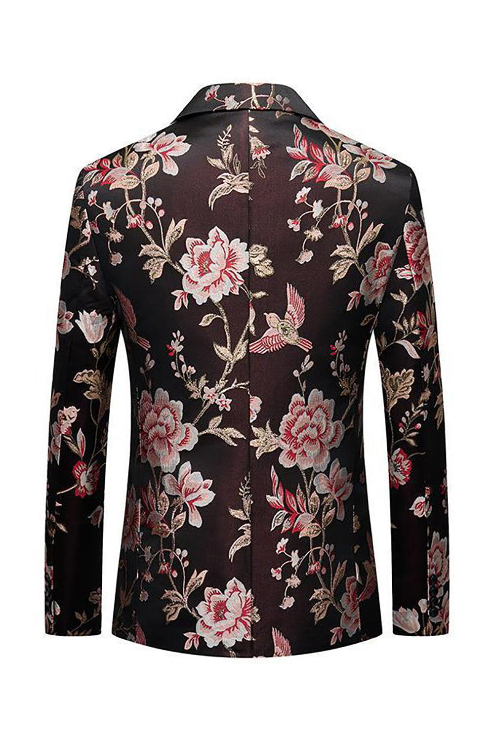 Blazer homme jacquard fleur noire revers crantés
