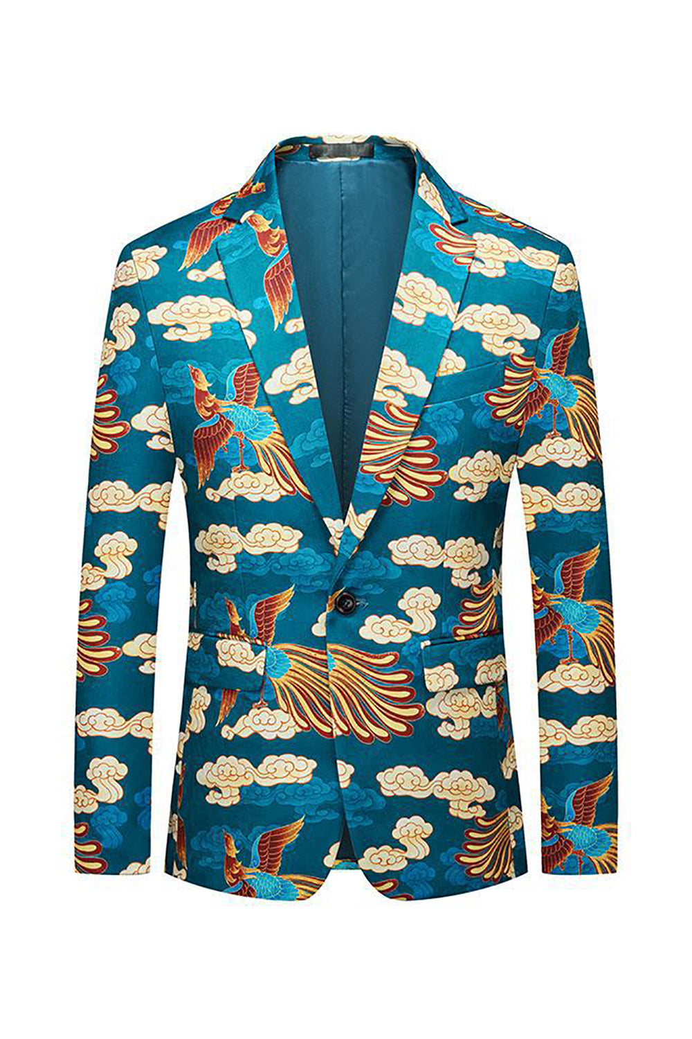 Blazer homme à revers crantés en jacquard Grue Bleue
