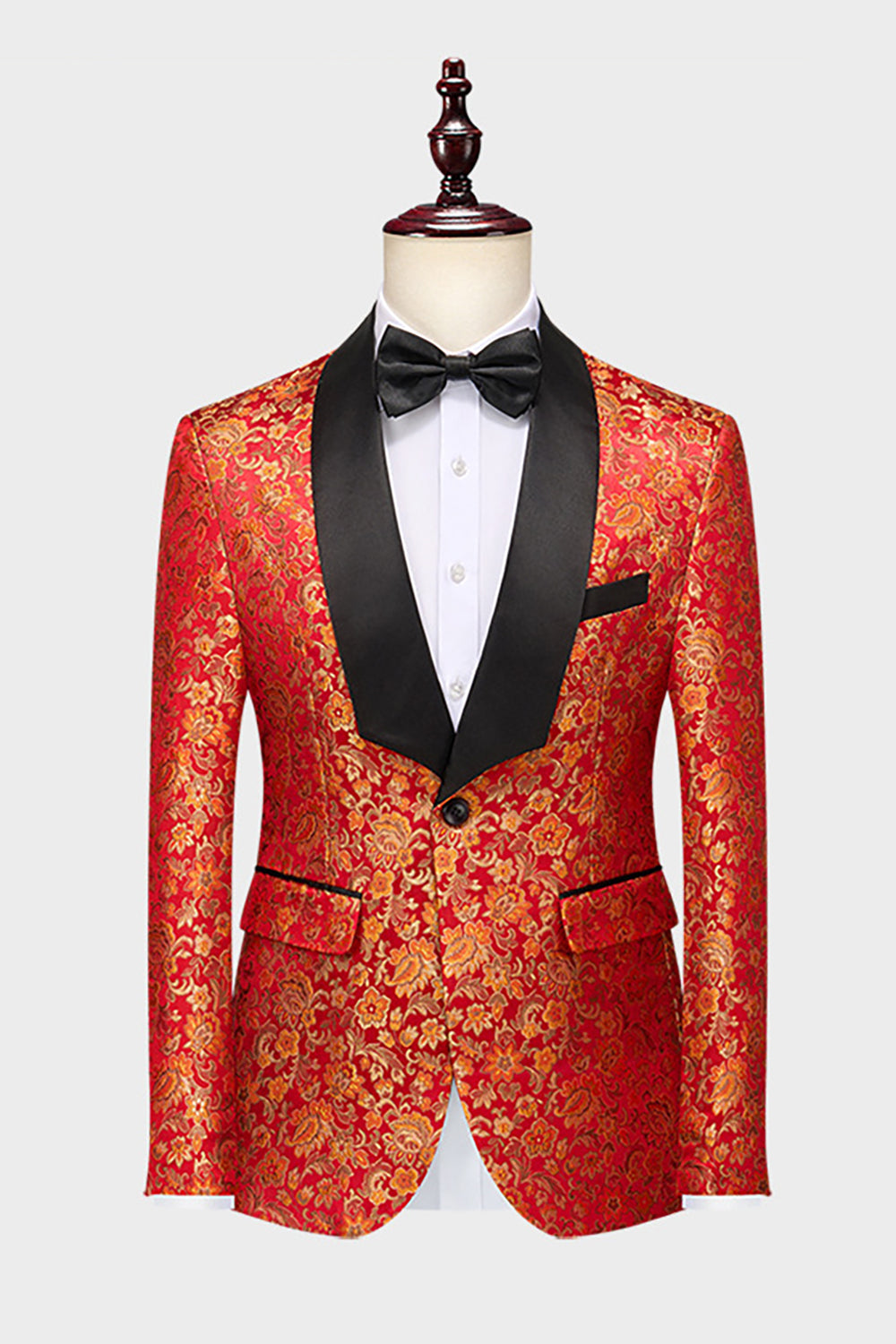 Costumes de bal pour hommes 2 pièces à revers châle orange