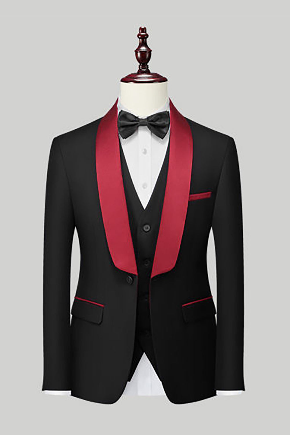 Costumes de bal pour homme 3 pièces avec revers châle bleu roi
