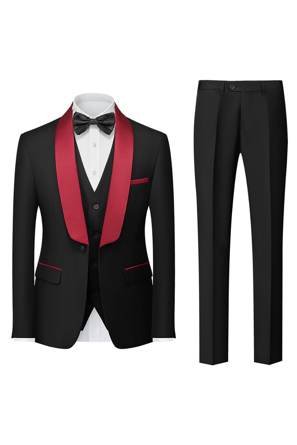 Costumes de bal pour homme 3 pièces avec revers châle bleu roi