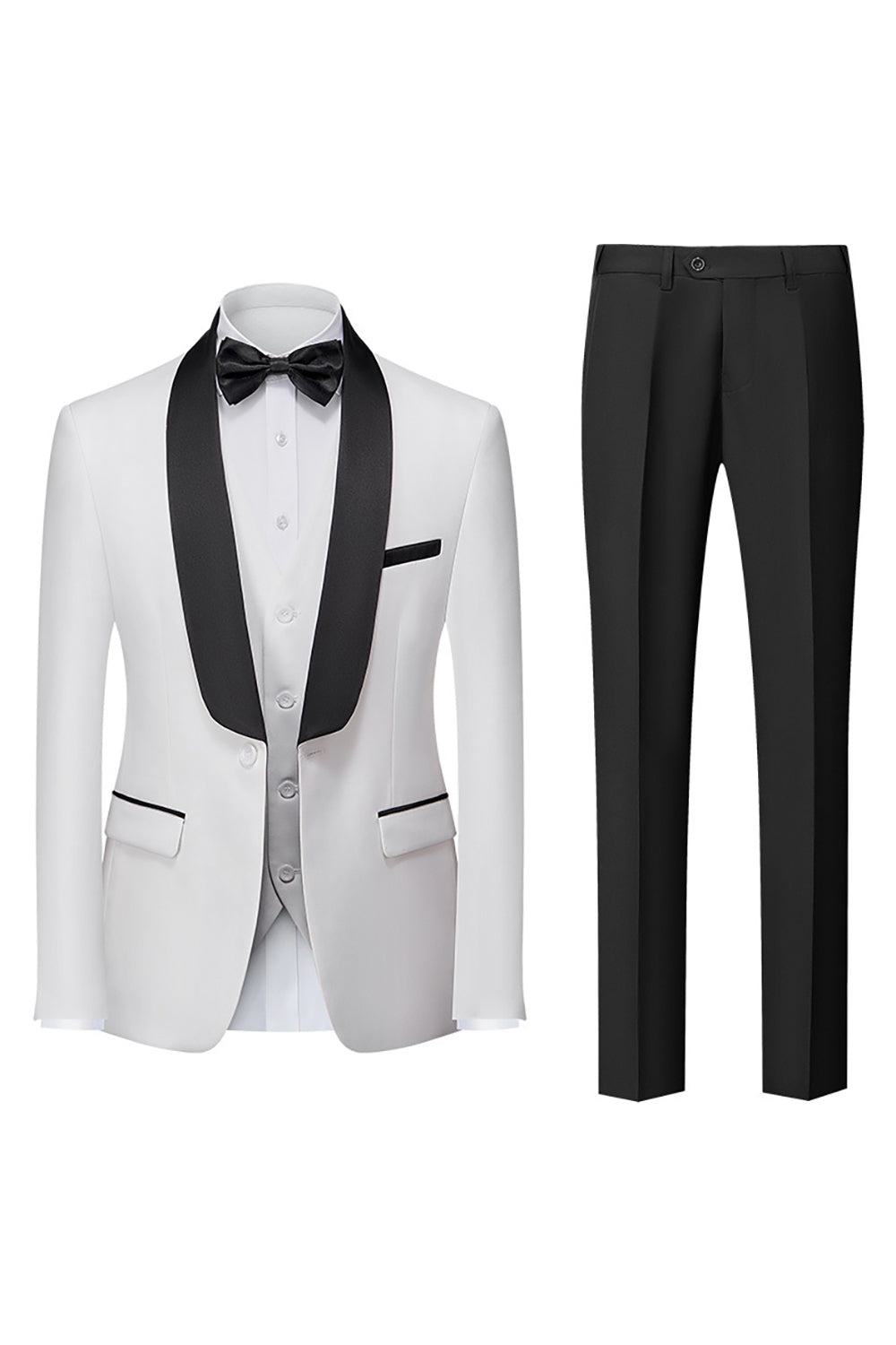 Costumes de bal pour homme 3 pièces avec revers châle bleu roi