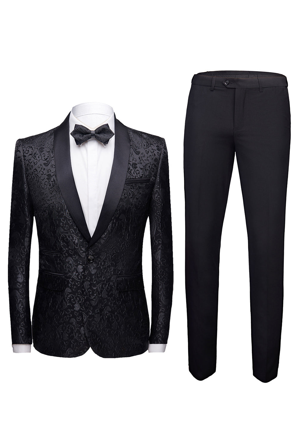 Black 2-Piece Jacquard Men's Wedding Suits