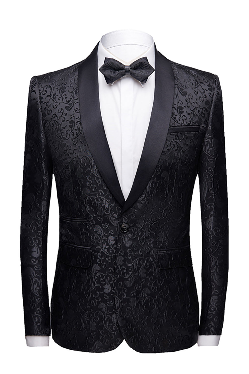 Black 2-Piece Jacquard Men's Wedding Suits
