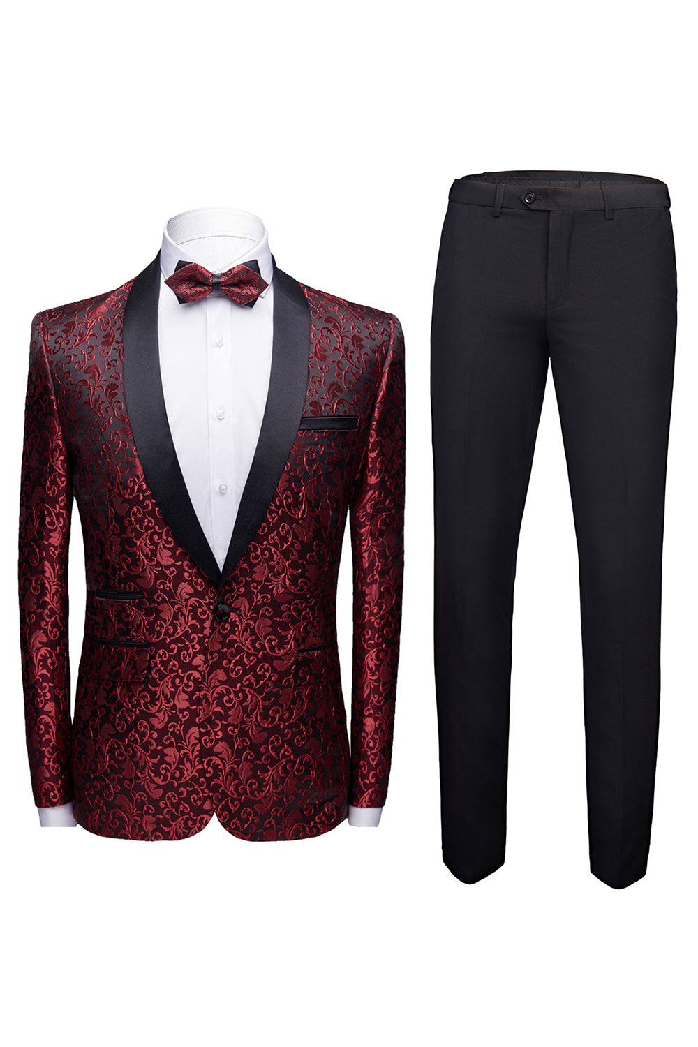 Black 2-Piece Jacquard Men's Wedding Suits