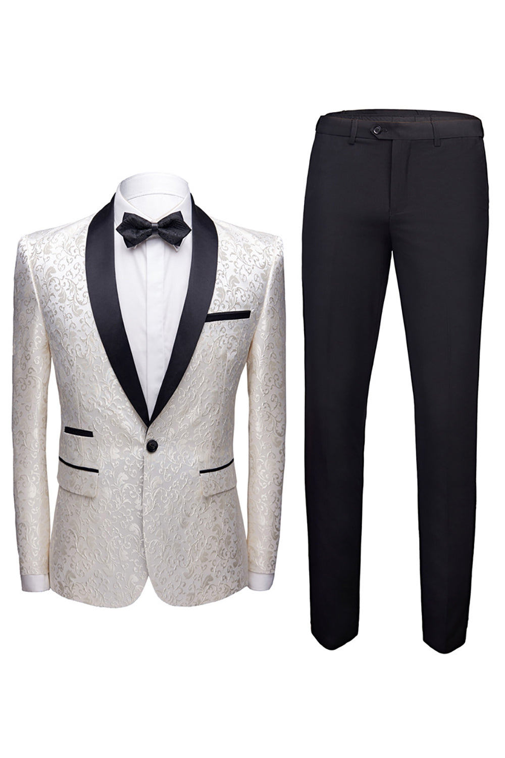 Black 2-Piece Jacquard Men's Wedding Suits