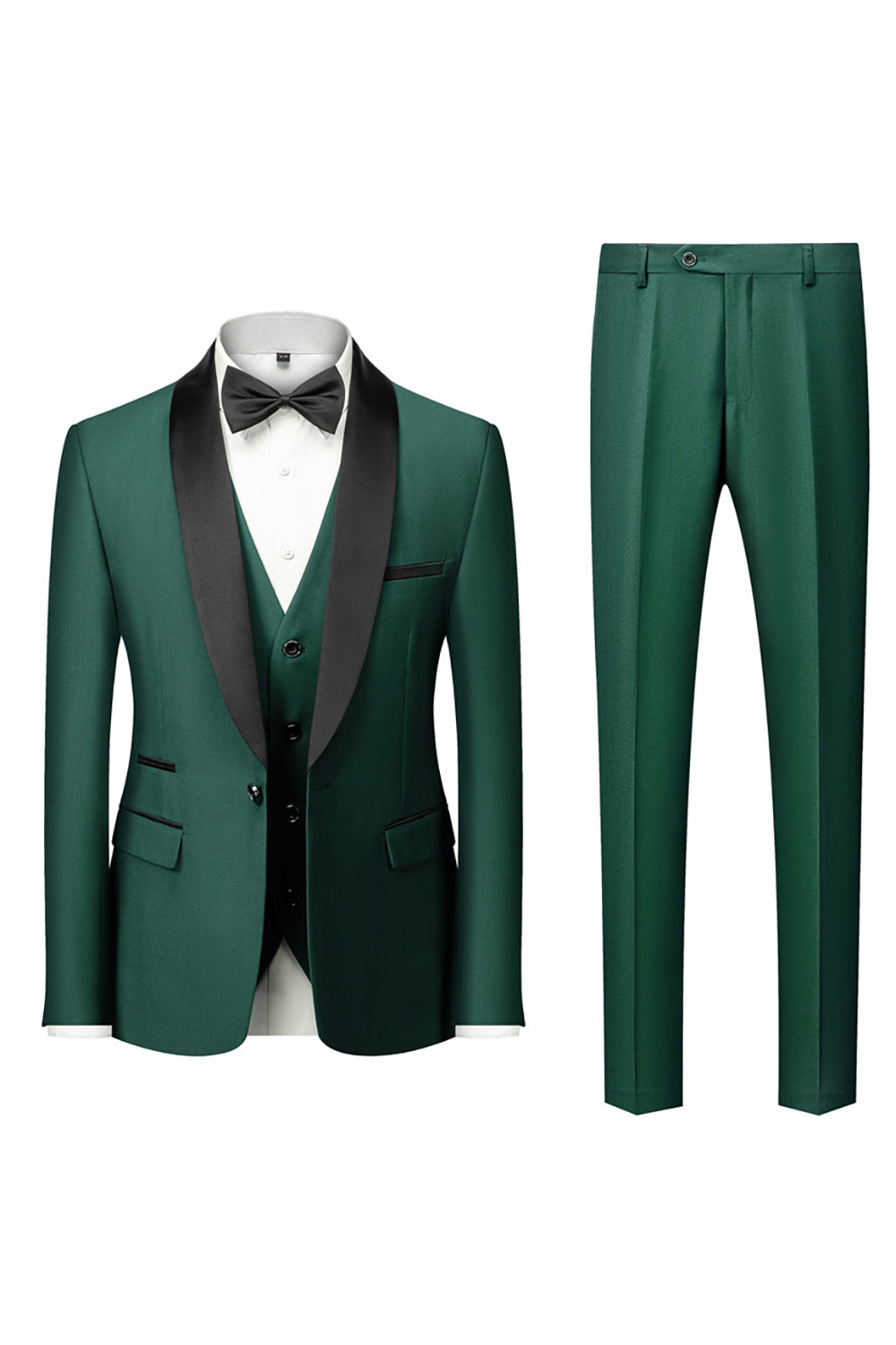 Black Shawl Lapel 3-Piece Long-Sleeved Men's Suits