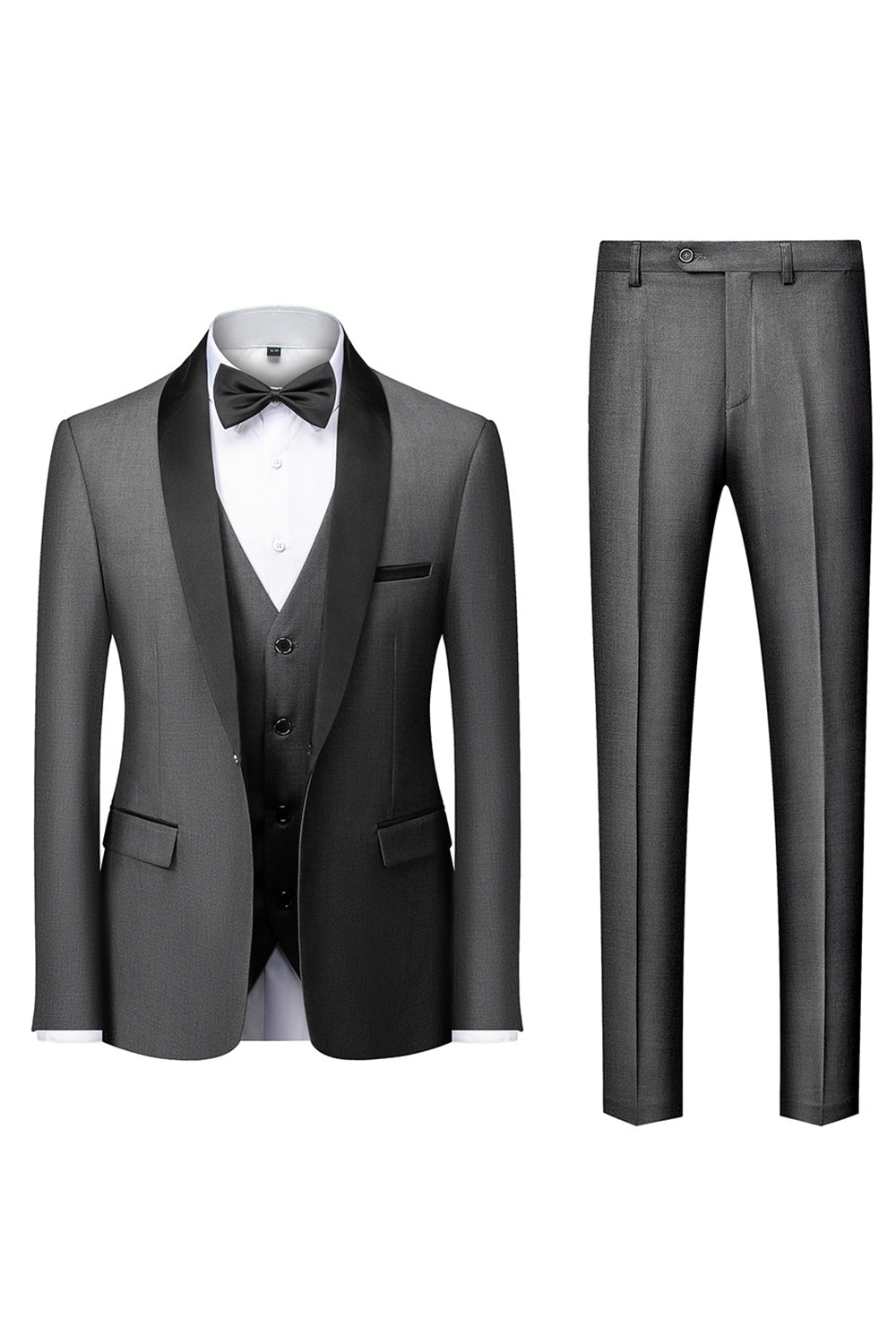 Black Shawl Lapel 3-Piece Long-Sleeved Men's Suits