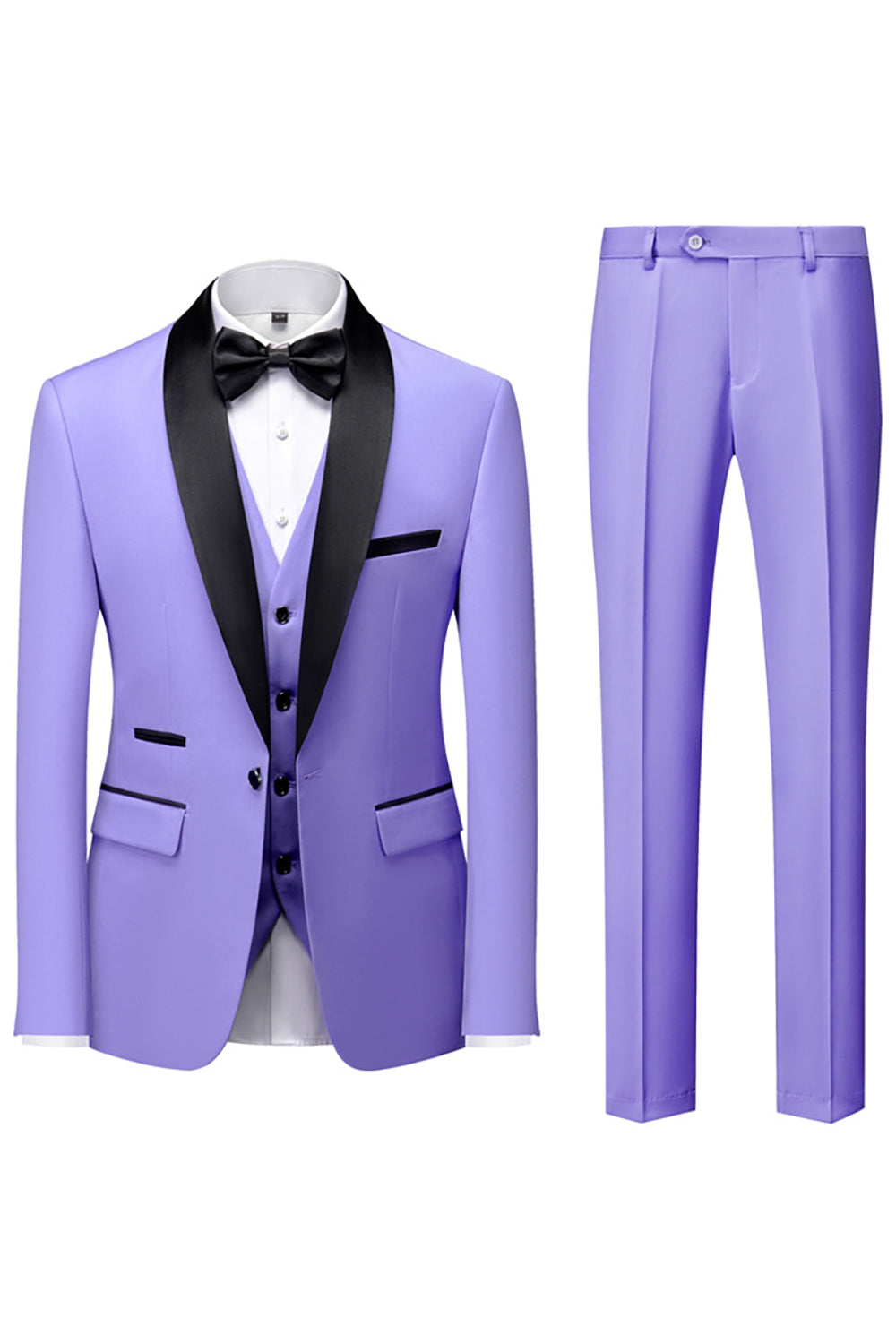 Black Shawl Lapel 3-Piece Long-Sleeved Men's Suits