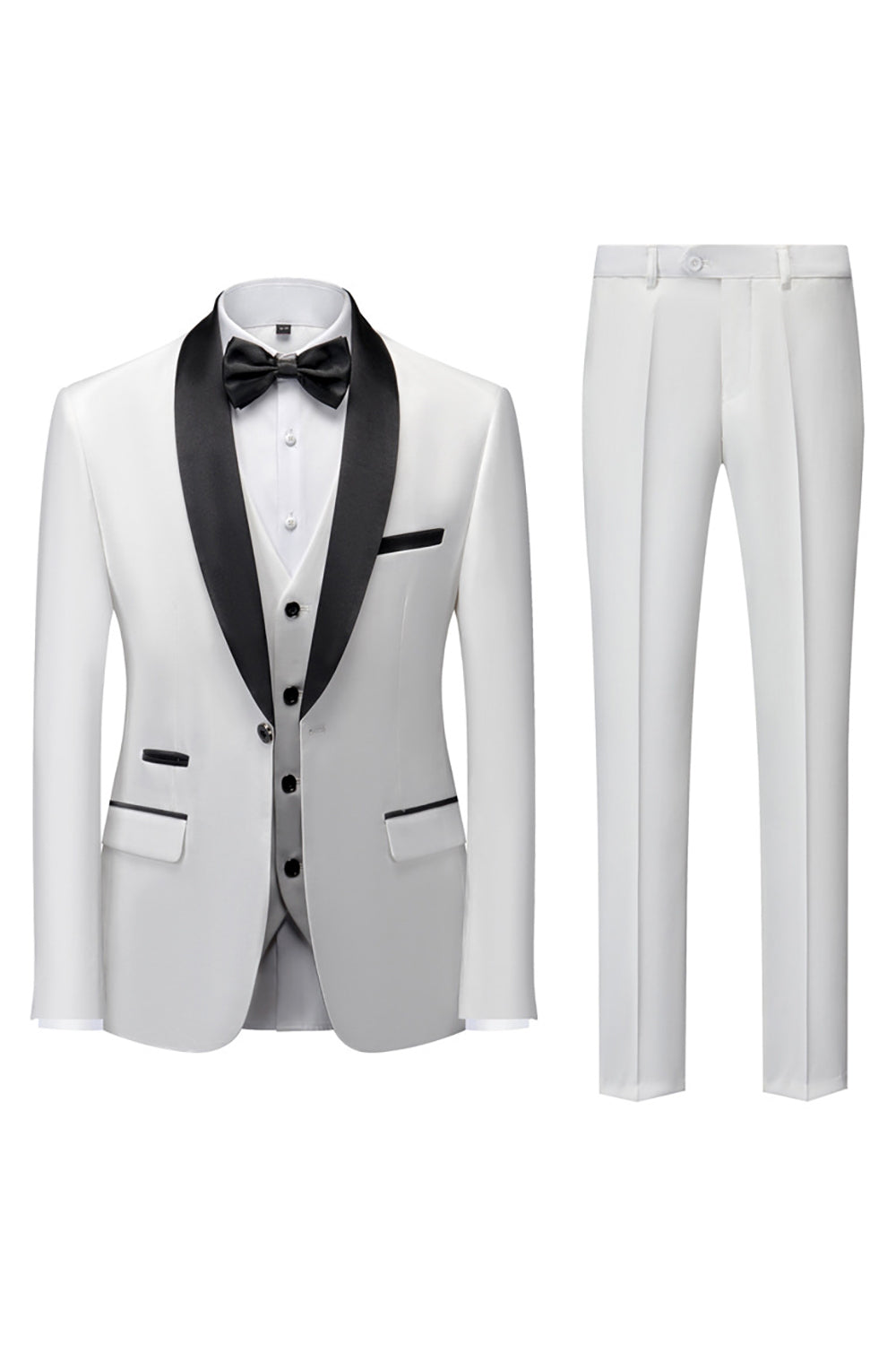 Black Shawl Lapel 3-Piece Long-Sleeved Men's Suits