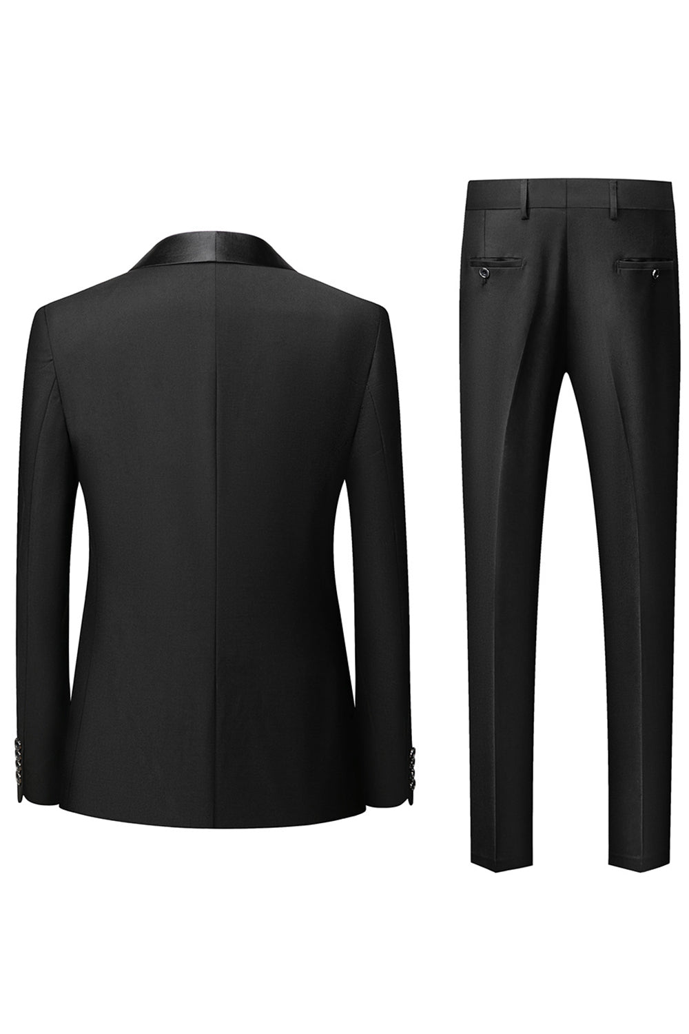 Black Shawl Lapel 3-Piece Long-Sleeved Men's Suits
