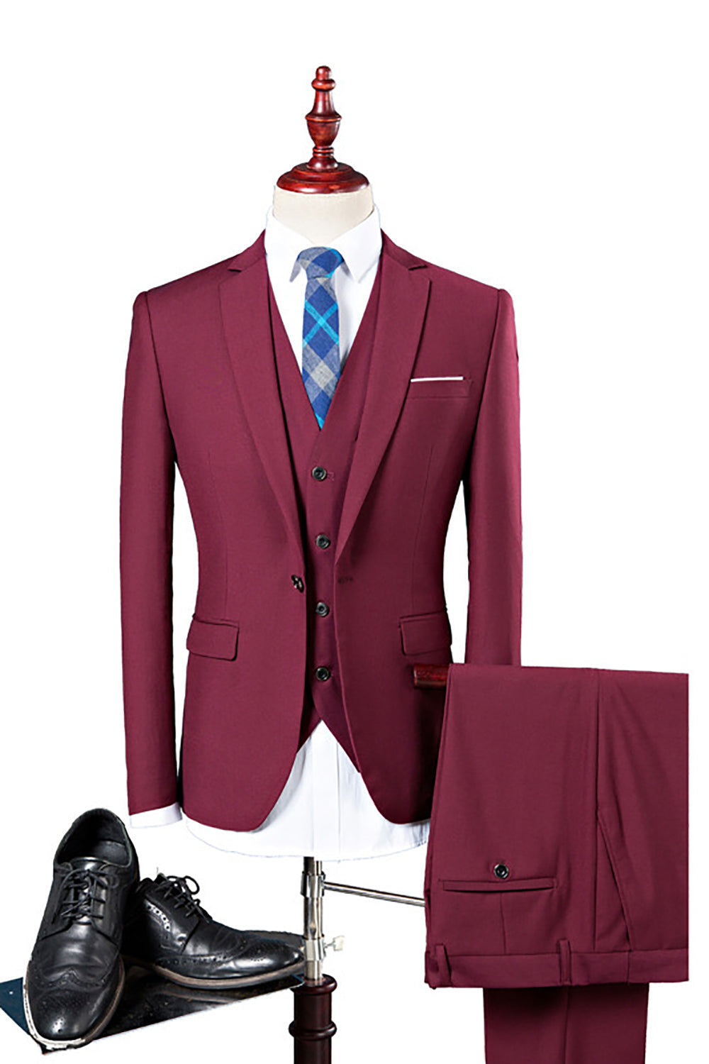 Costumes de smoking décontractés slim trois pièces bleu marine