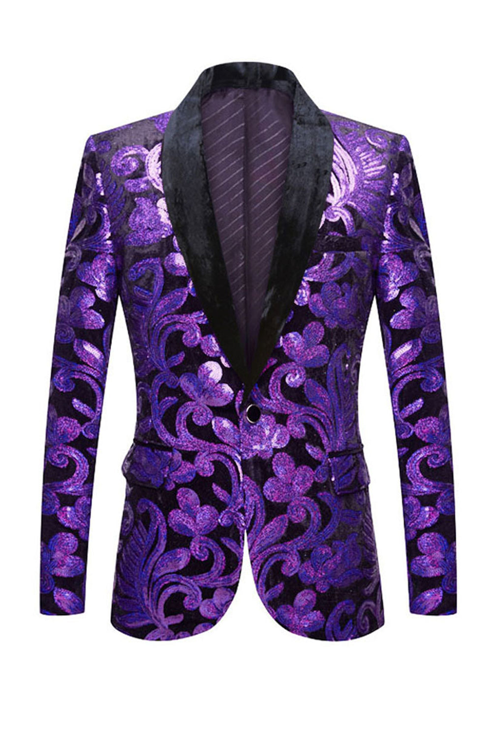 Royal Blue Sequins Men's 2 Piece Suits